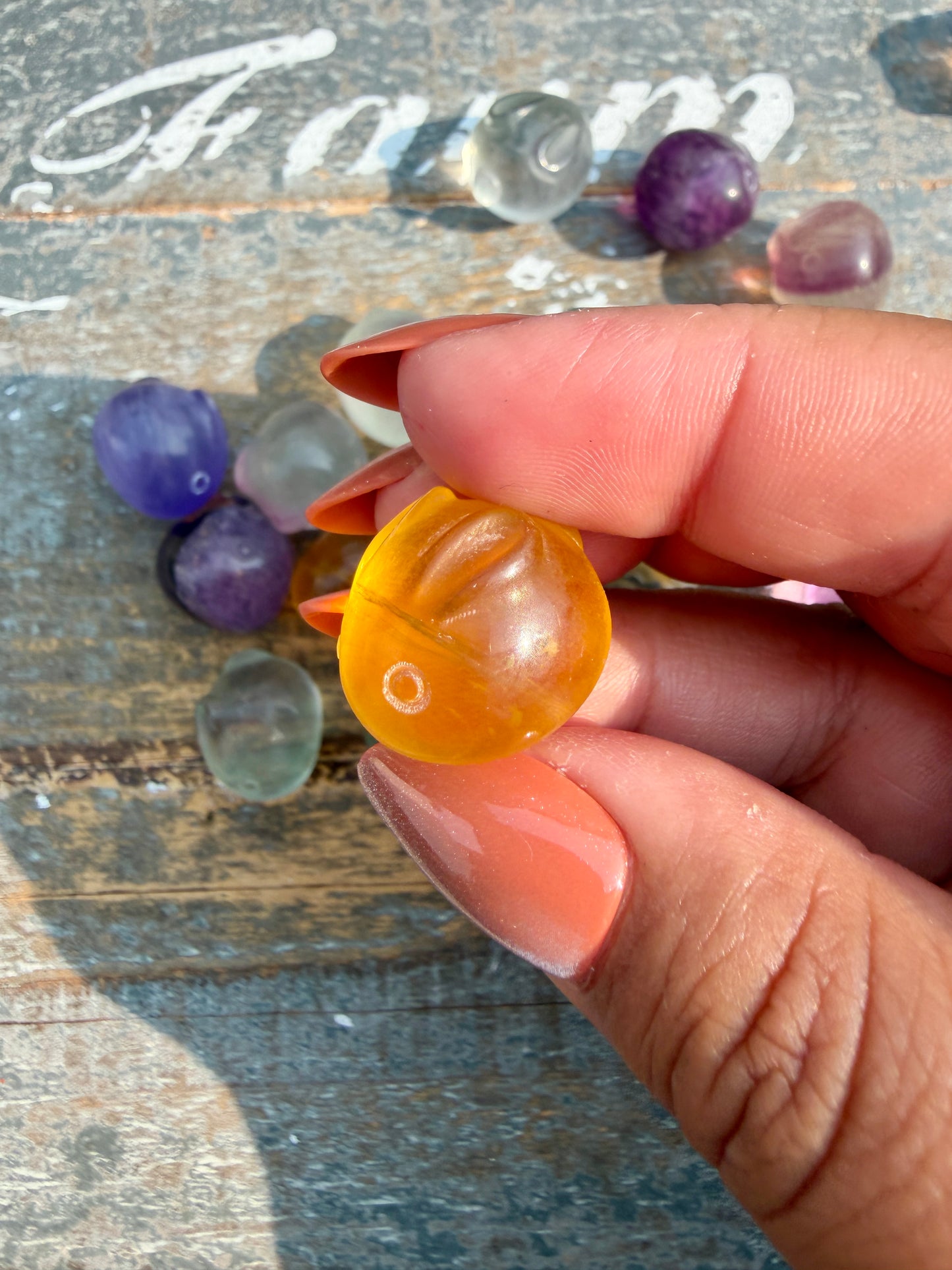 One (1) Rainbow Fluorite Round Bunny | Intuitively Chosen