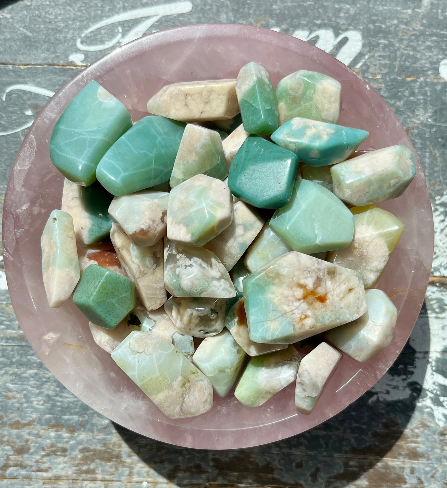 One (1) Gorgeous Natural Green Flower Agate Mini Freeform from Madagascar