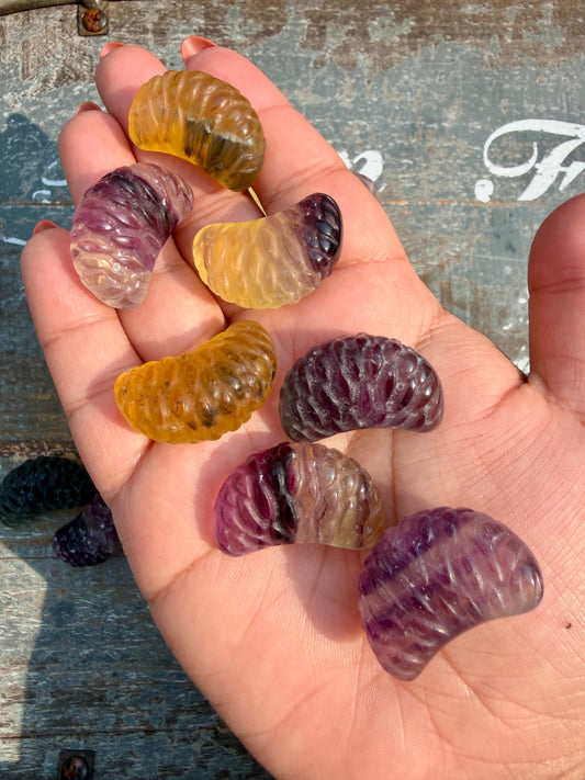 One (1) Rainbow Fluorite Clementine Slice | Intuitively Chosen