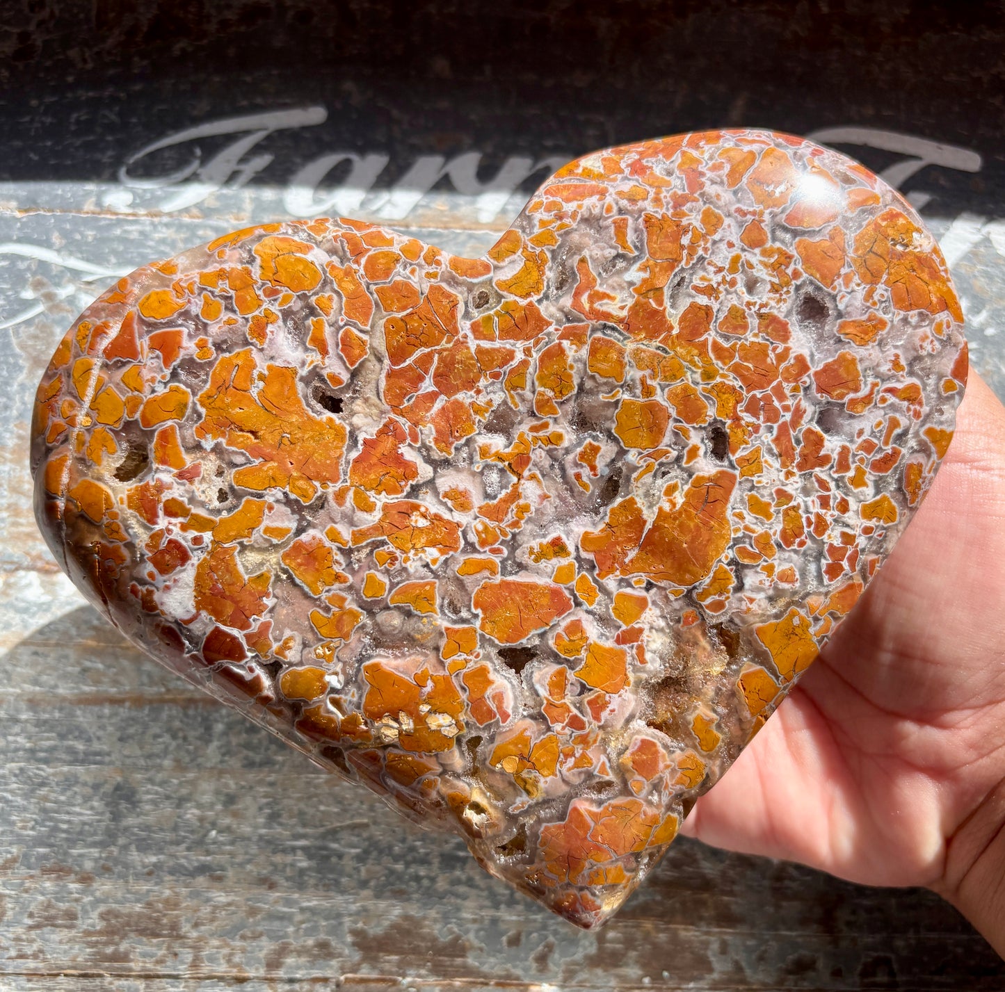 Gorgeous Brecciated Jasper in Agate XL Heart from Indonesia