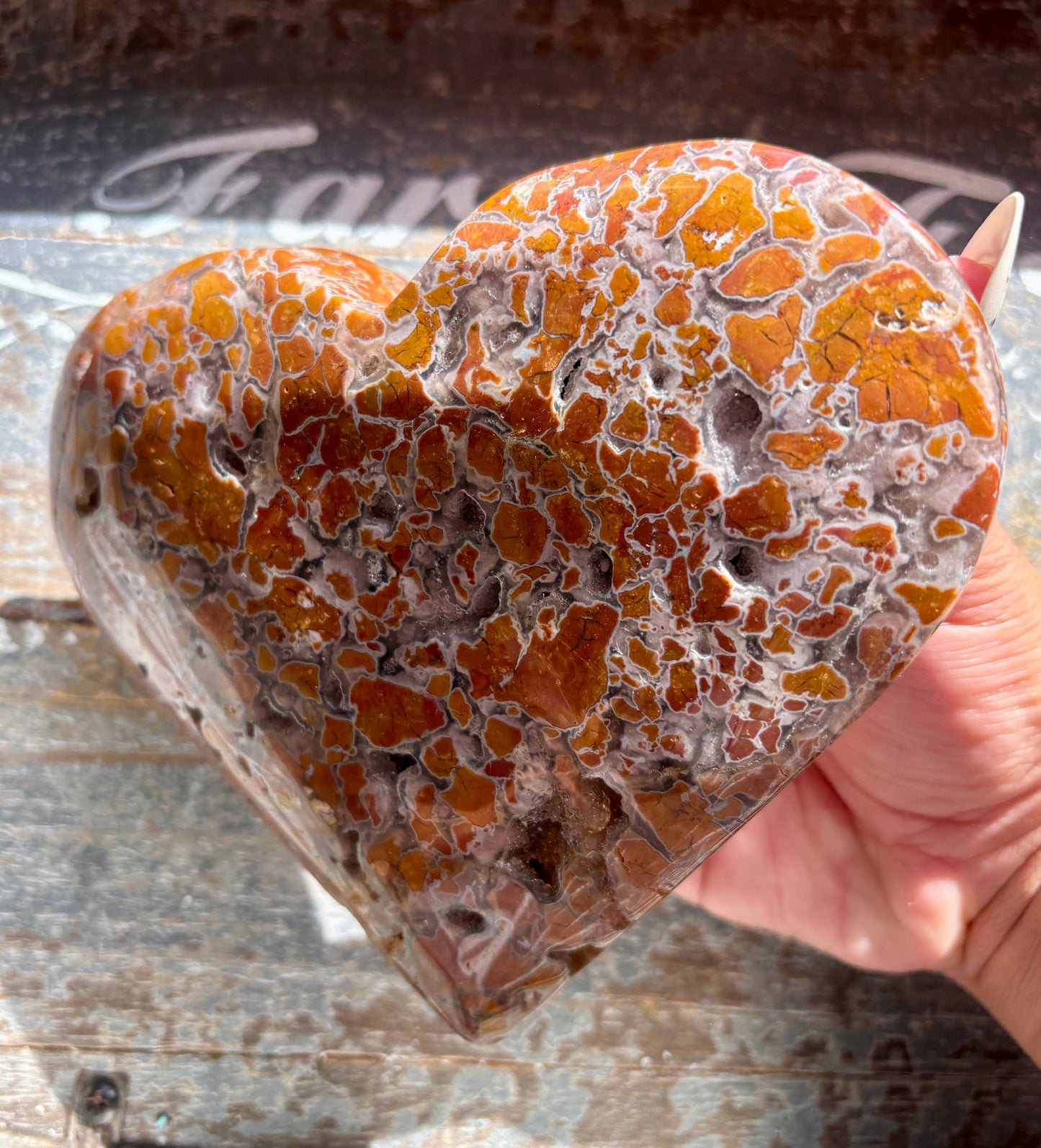 Gorgeous Brecciated Jasper in Agate XL Heart from Indonesia