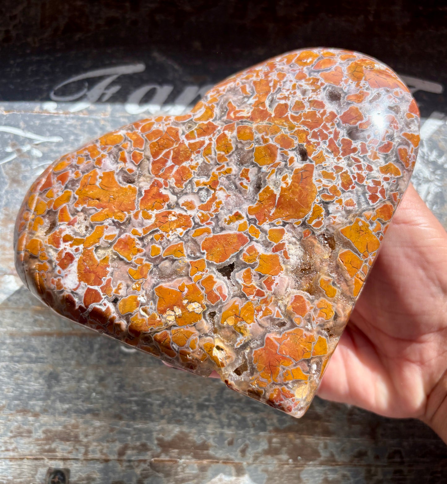 Gorgeous Brecciated Jasper in Agate XL Heart from Indonesia