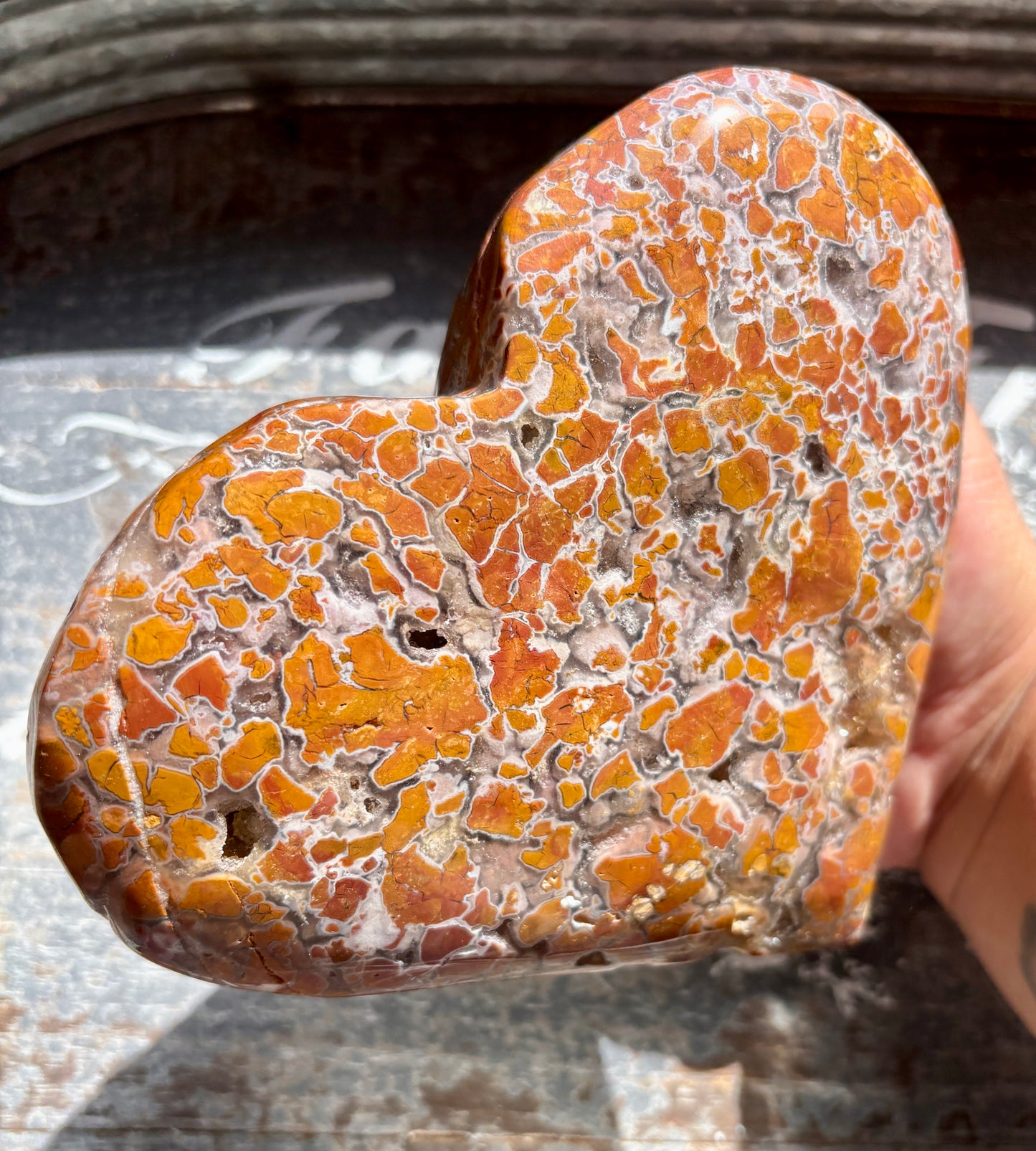 Gorgeous Brecciated Jasper in Agate XL Heart from Indonesia