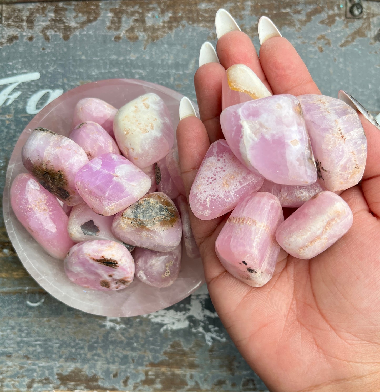 One (1) Gorgeous Pink Aragonite Tumble from Pakistan, Intuitively Chosen