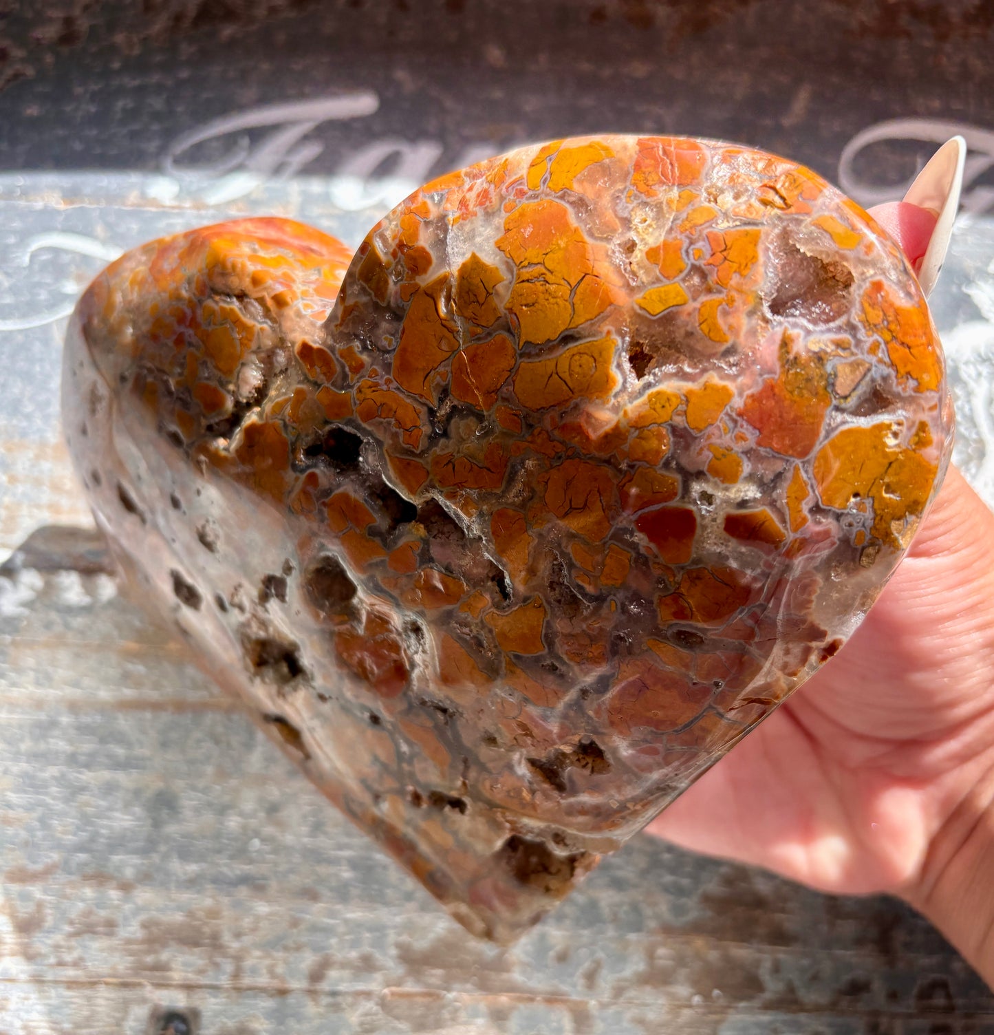 Gorgeous Brecciated Jasper in Agate XL Heart from Indonesia