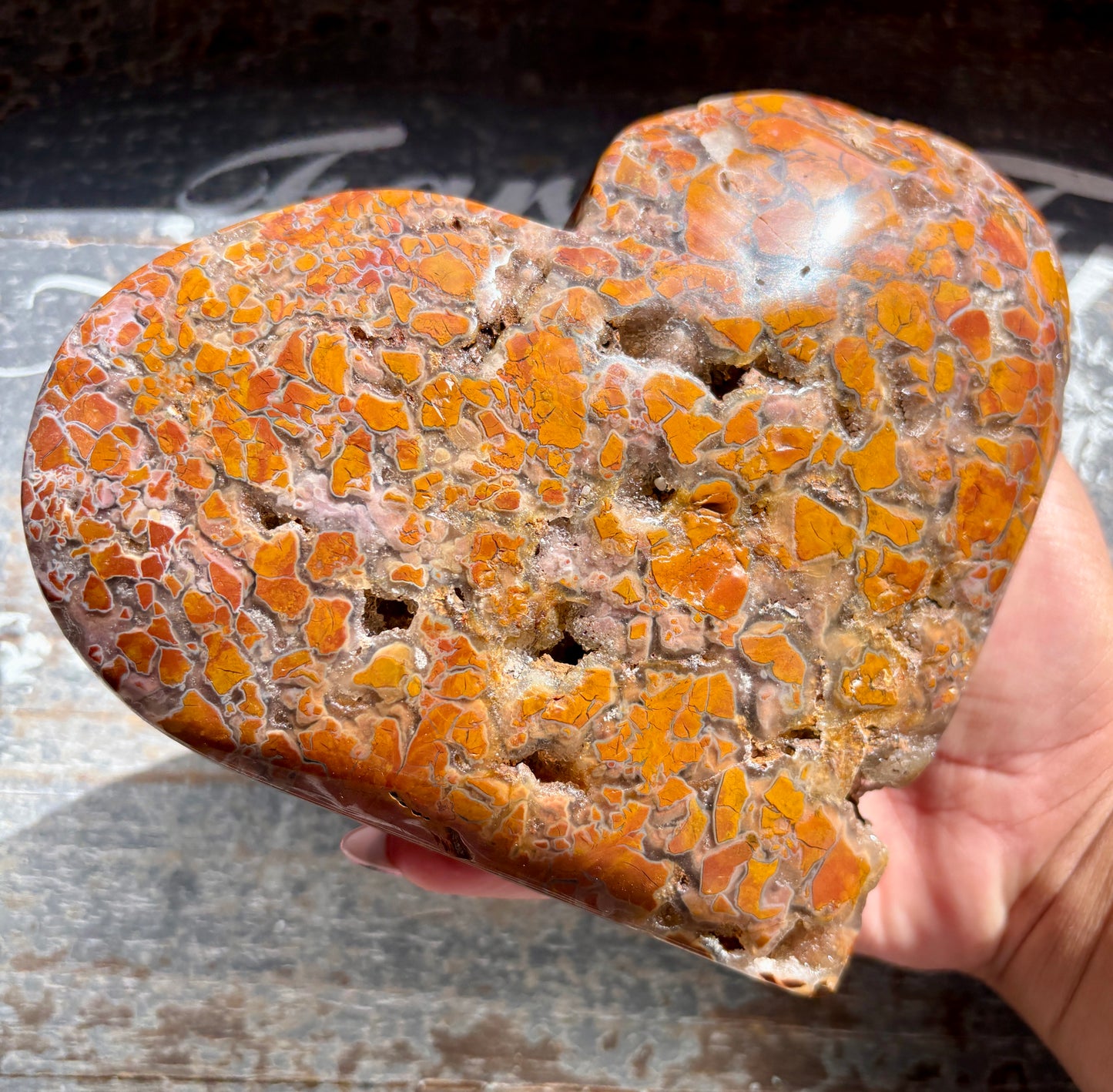 Gorgeous Brecciated Jasper in Agate XL Heart from Indonesia