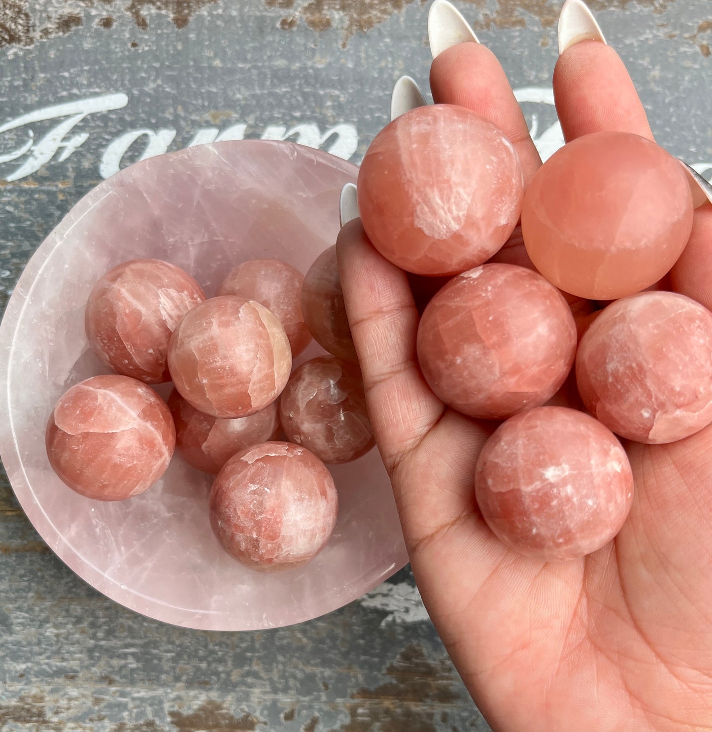 One (1) Rose Calcite Small Sphere, Intuitively Chosen