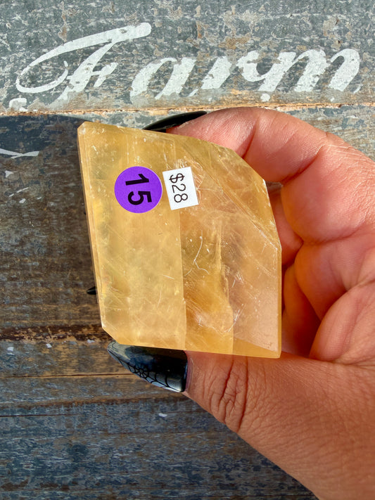 Gorgeous Honey Optical Calcite Freeform | India | Opt 15