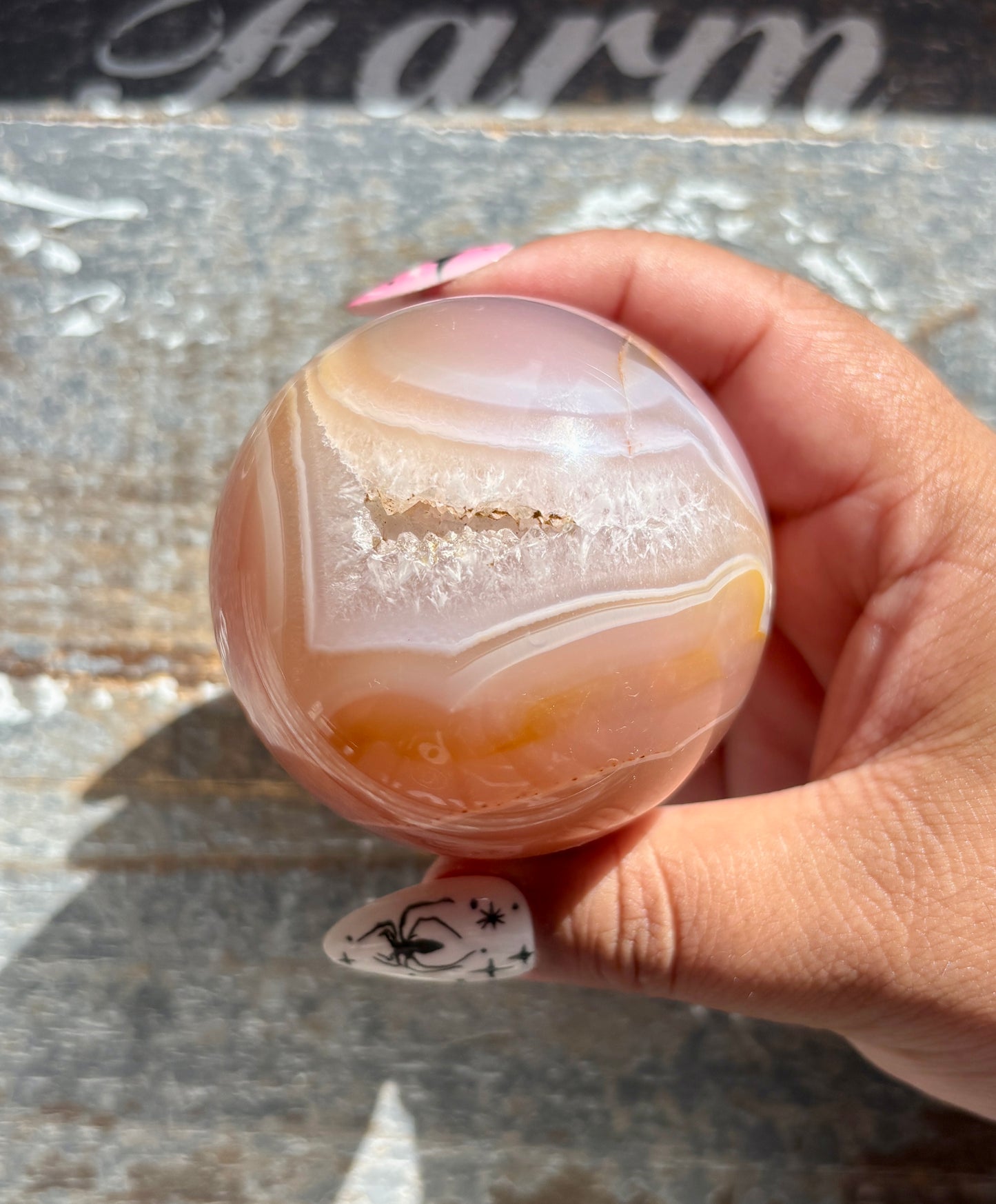 Gorgeous Pink Banded Agate Sphere