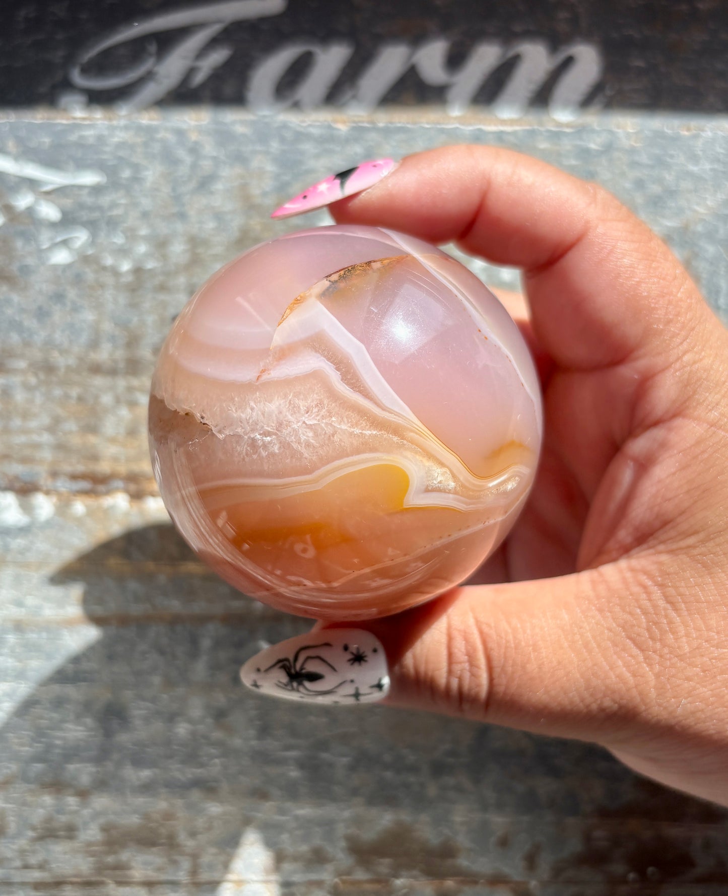 Gorgeous Pink Banded Agate Sphere