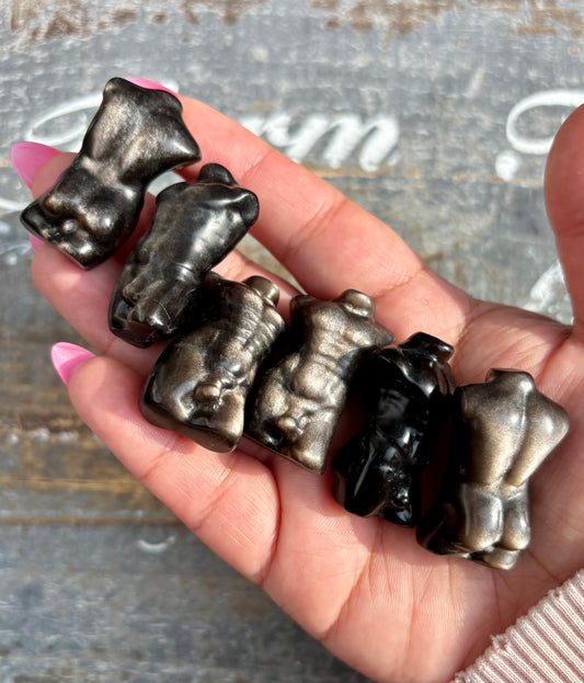 One (1) Silver Sheen Obsidian Man Body