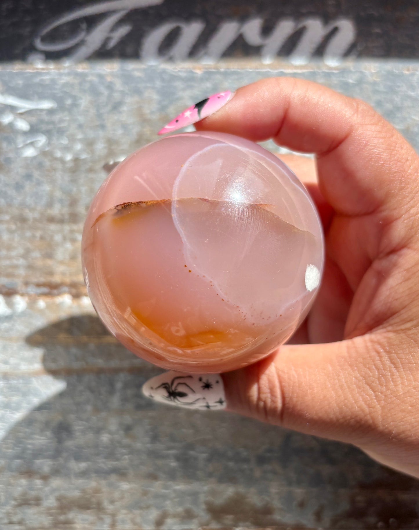 Gorgeous Pink Banded Agate Sphere