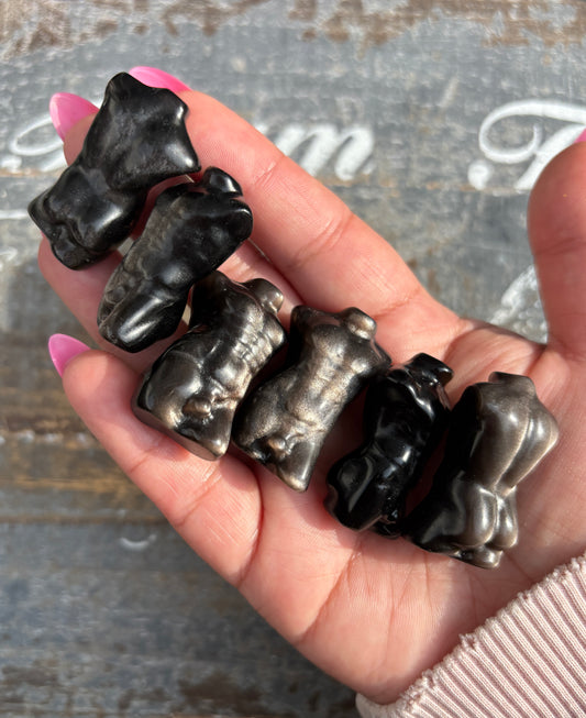 One (1) Silver Sheen Obsidian Man Body