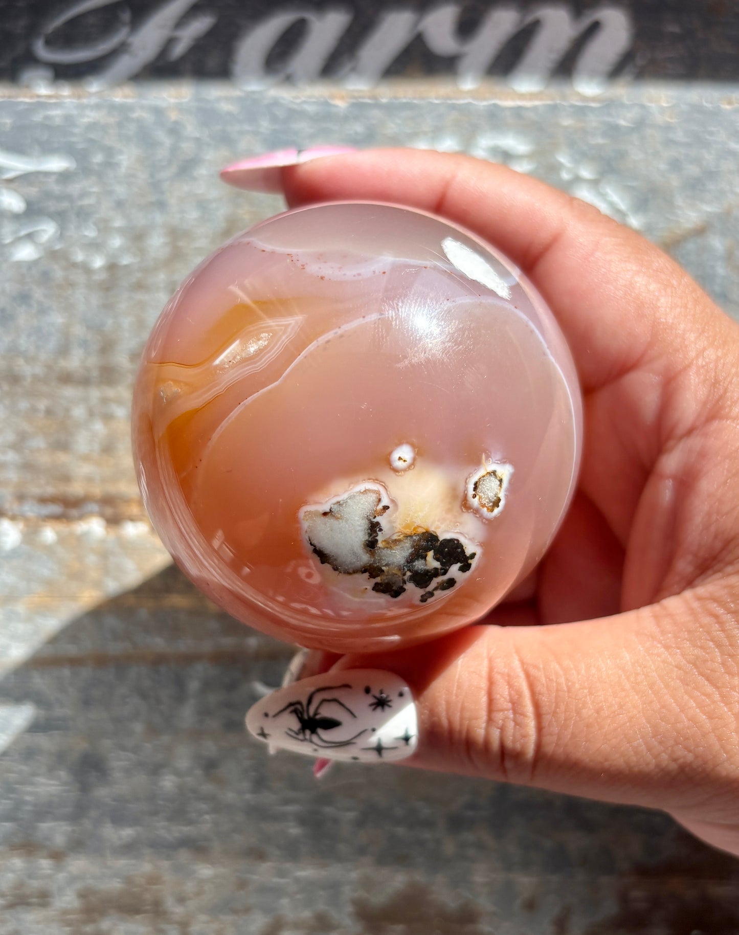 Gorgeous Pink Banded Agate Sphere