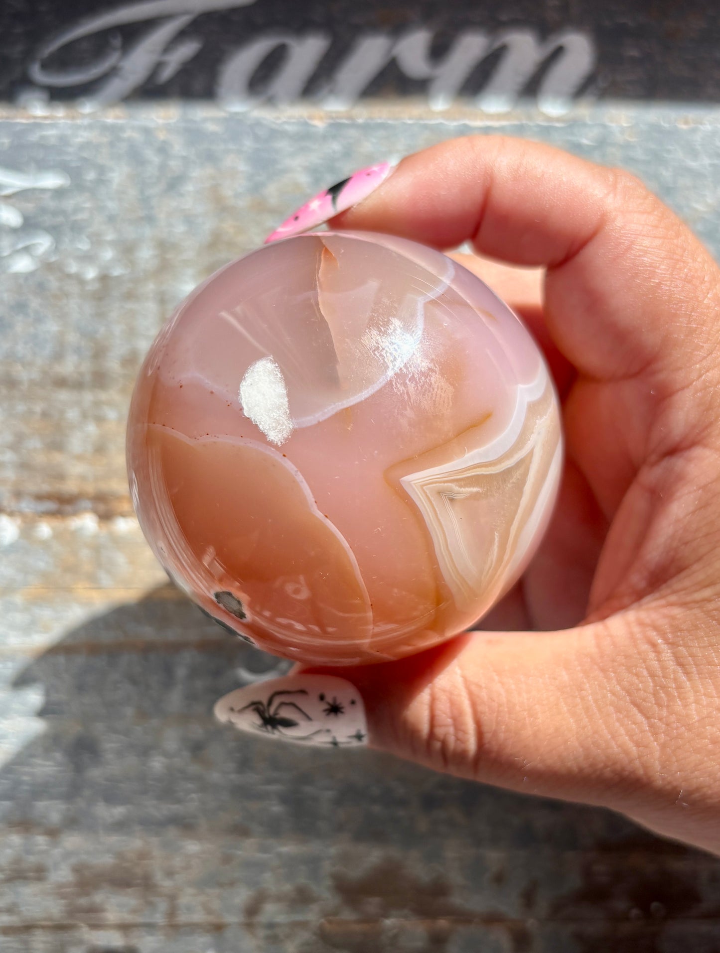 Gorgeous Pink Banded Agate Sphere