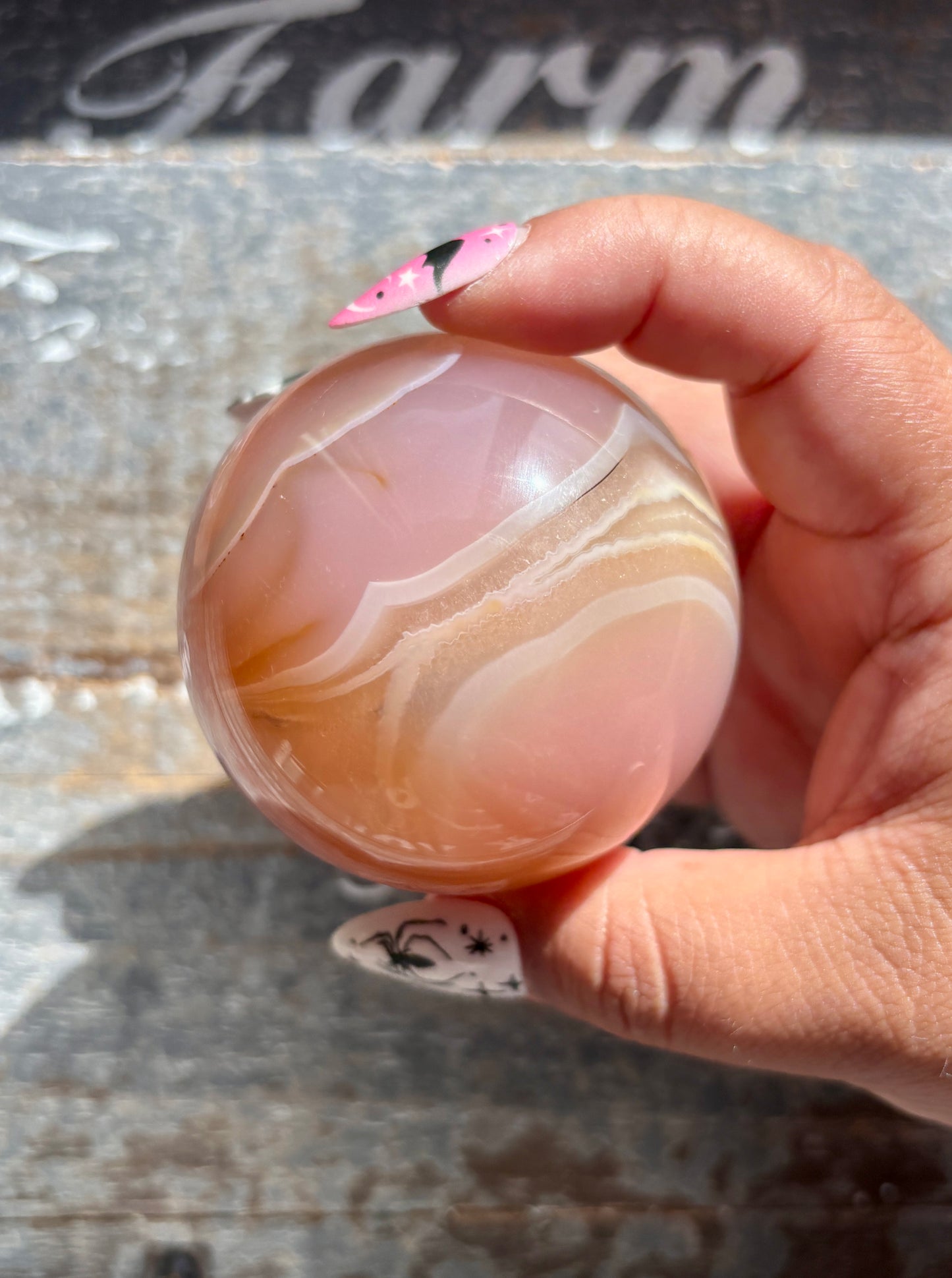 Gorgeous Pink Banded Agate Sphere