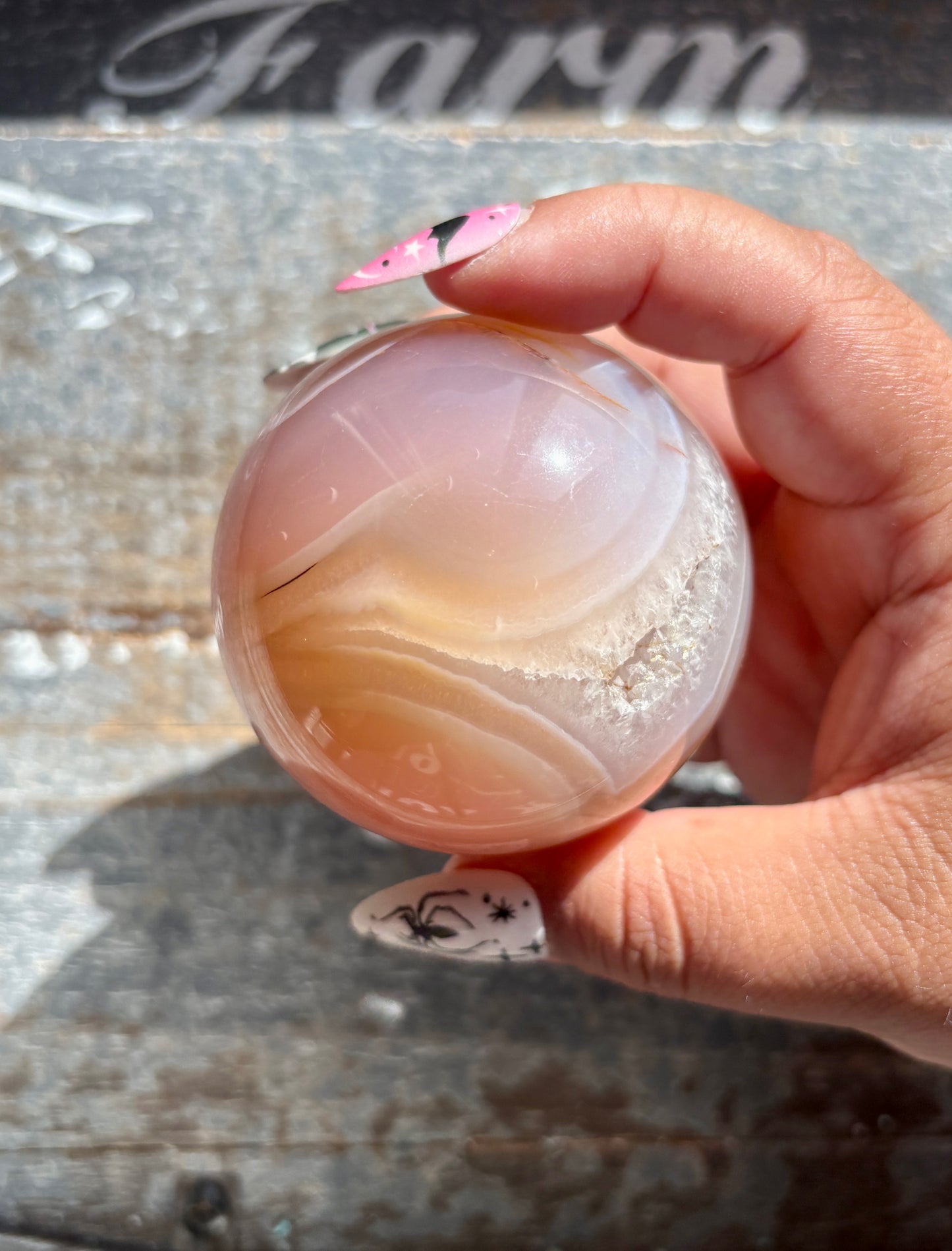 Gorgeous Pink Banded Agate Sphere