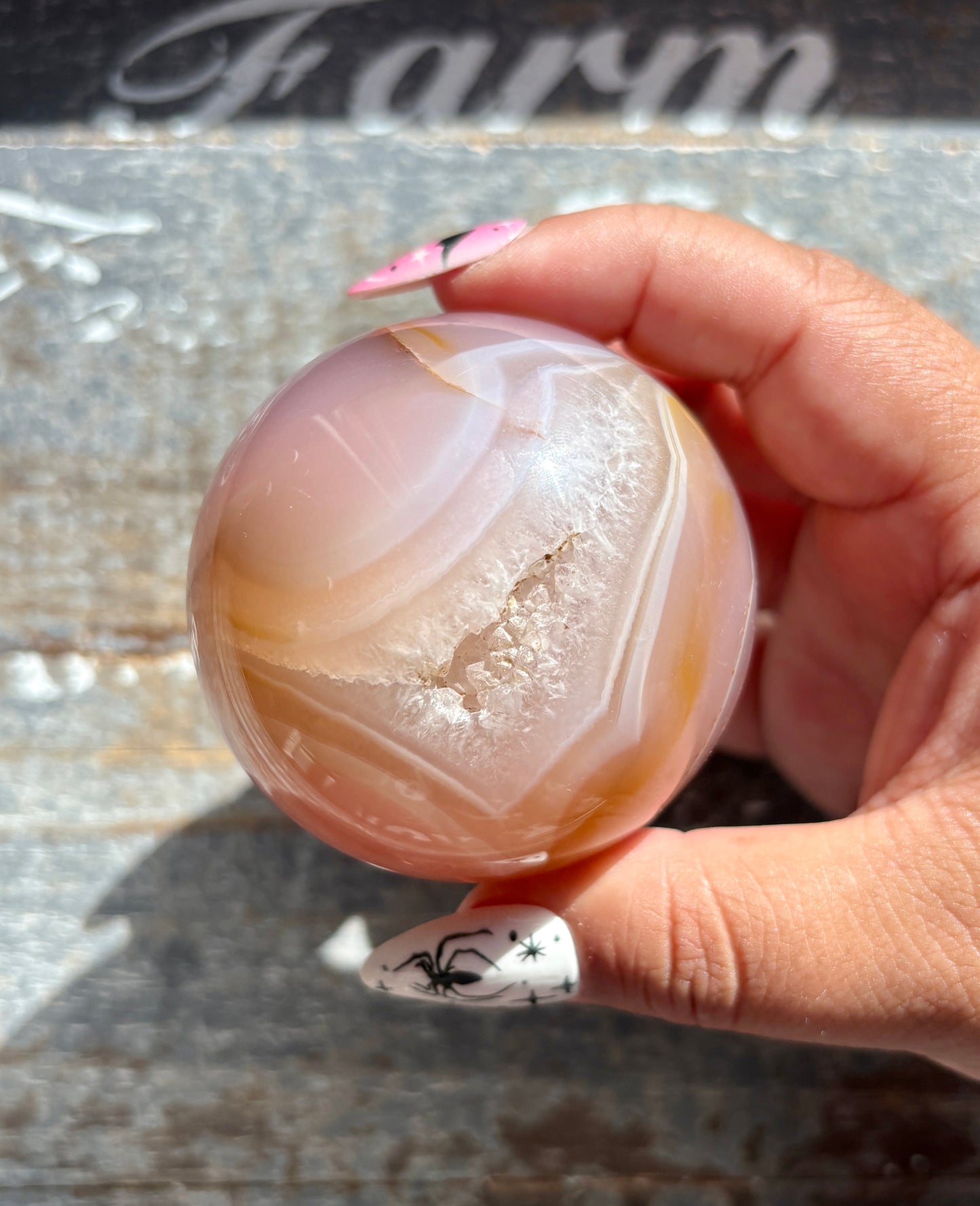 Gorgeous Pink Banded Agate Sphere