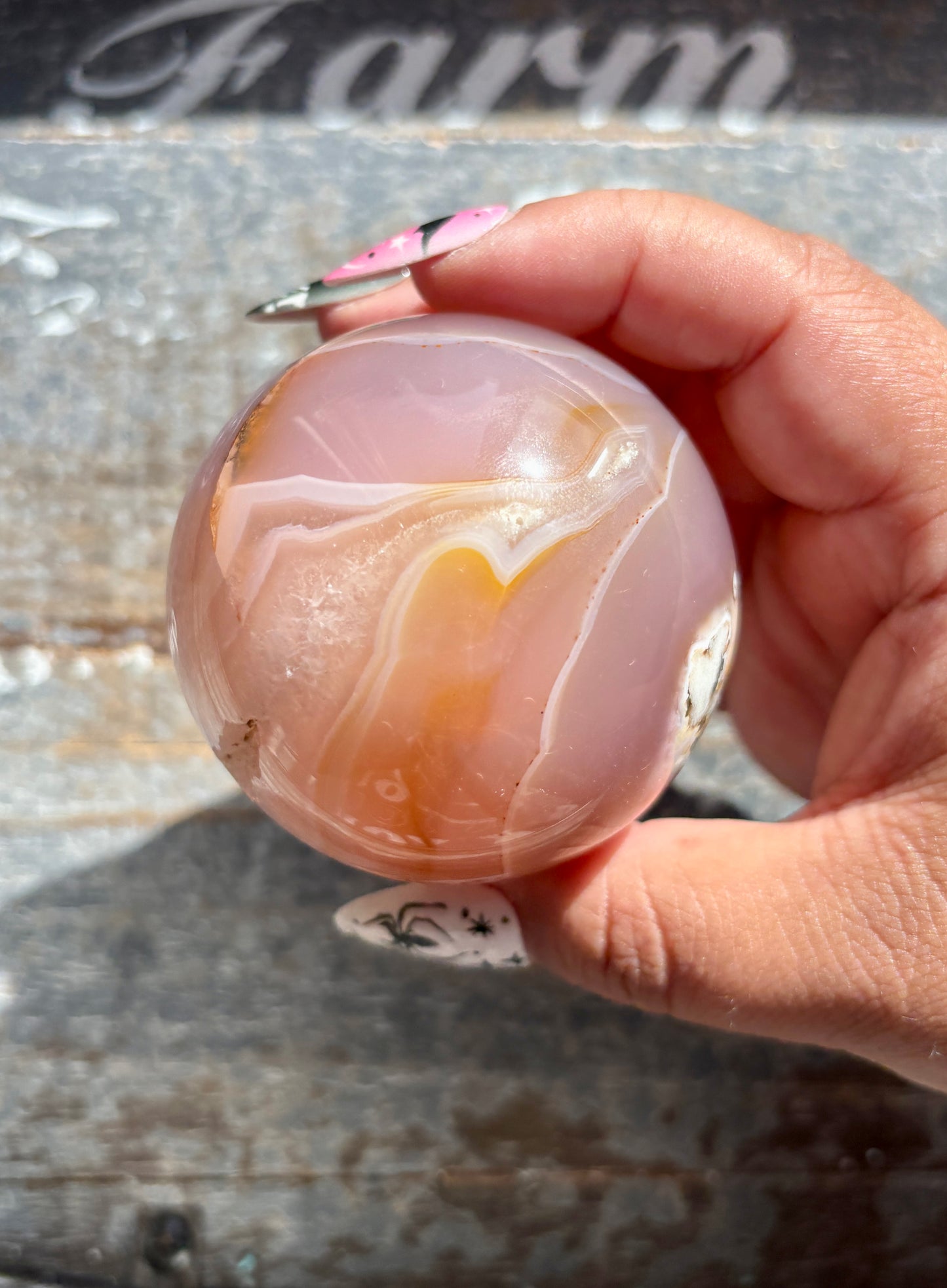 Gorgeous Pink Banded Agate Sphere