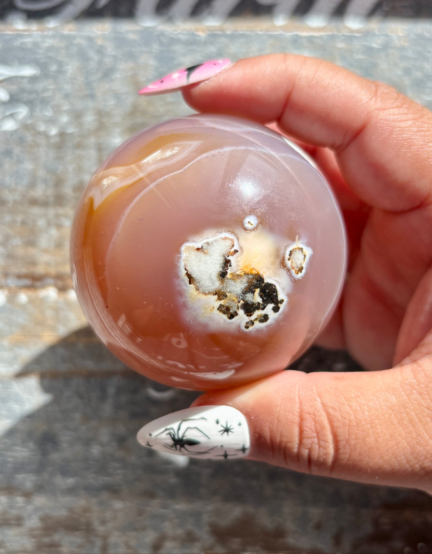 Gorgeous Pink Banded Agate Sphere