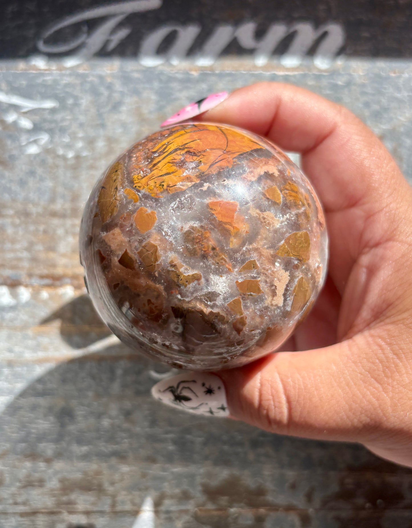 Gorgeous Brecciated Jasper in Agate Sphere from Indonesia