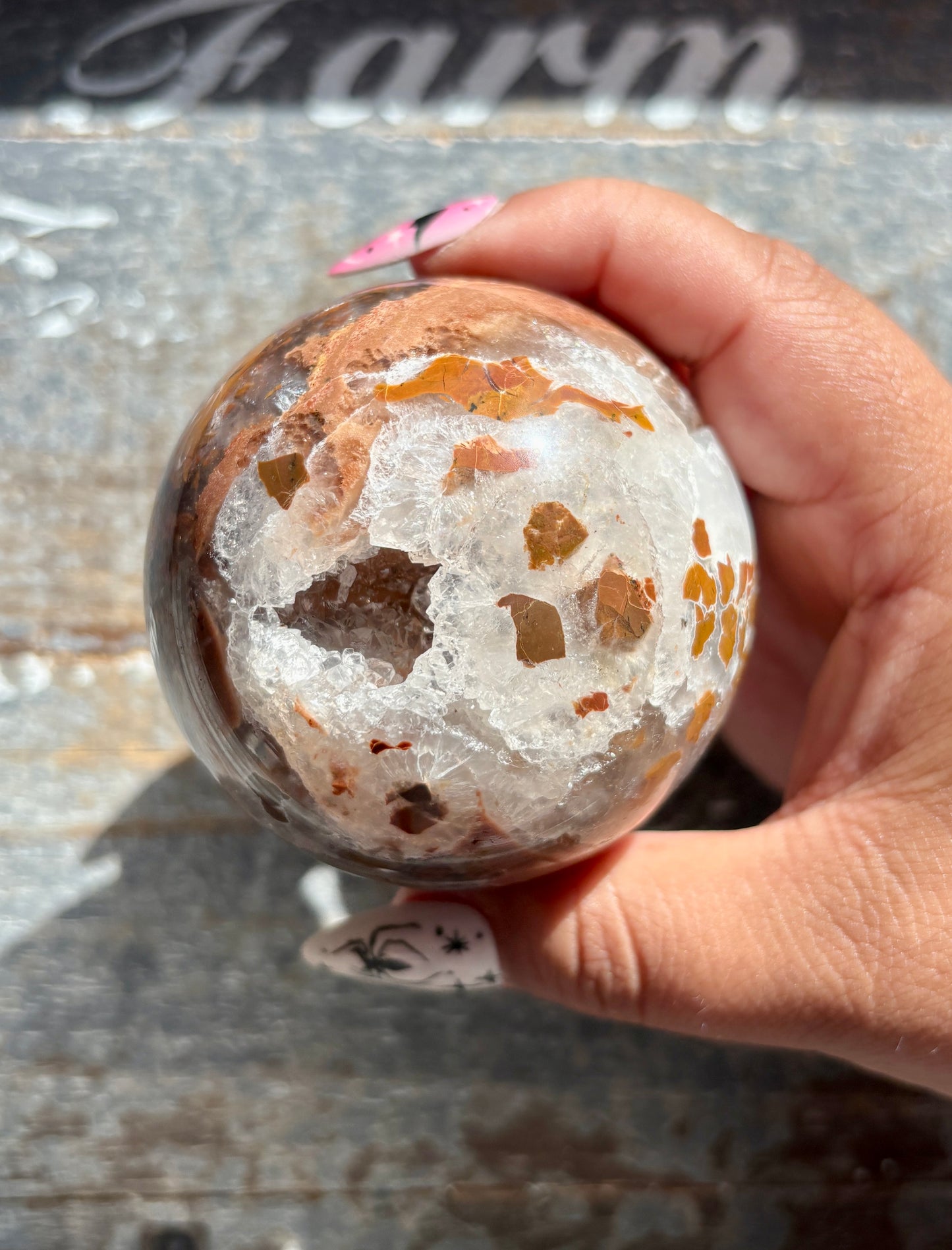 Gorgeous Brecciated Jasper in Agate Sphere from Indonesia