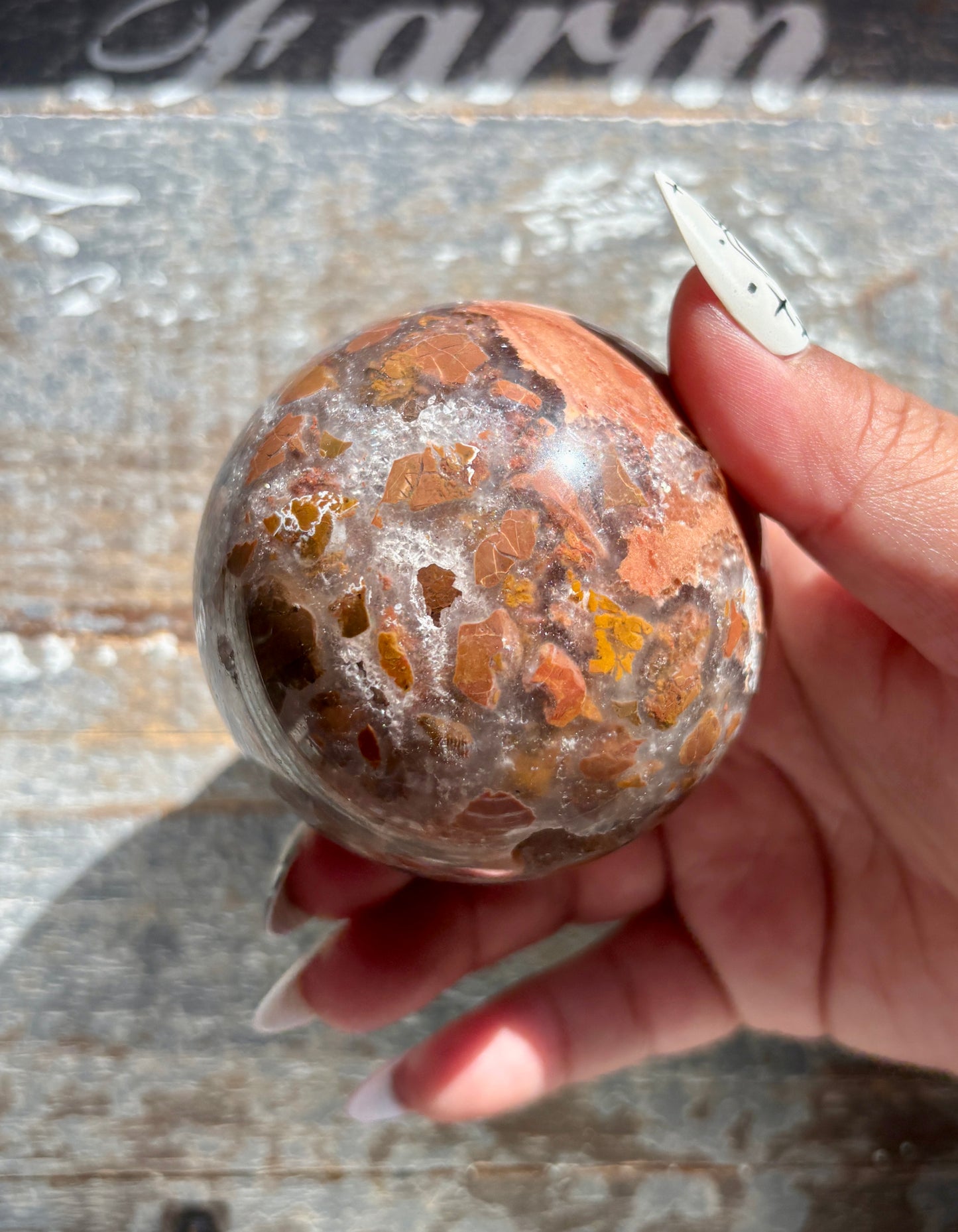 Gorgeous Brecciated Jasper in Agate Sphere from Indonesia