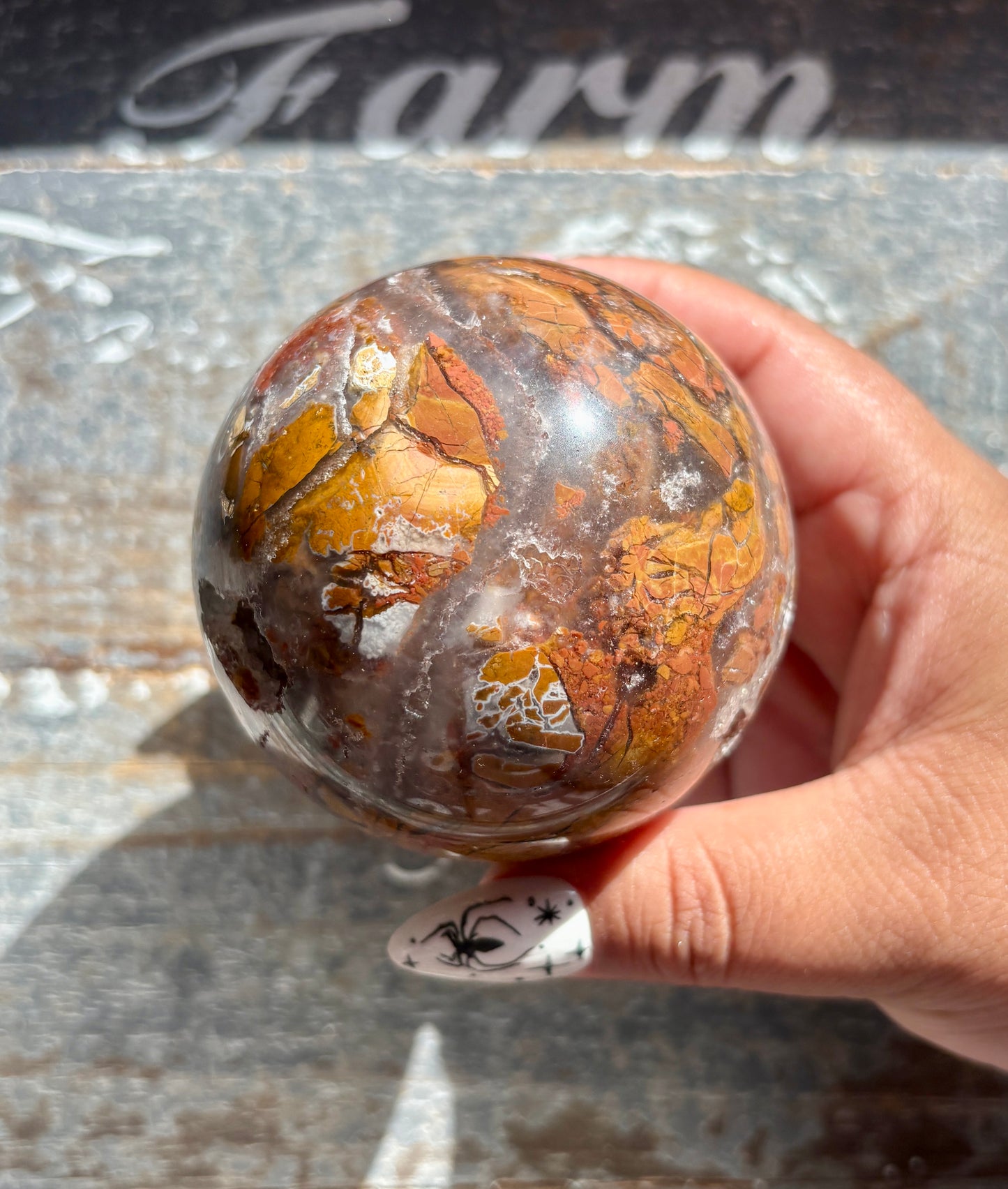 Gorgeous Brecciated Jasper in Agate Sphere from Indonesia