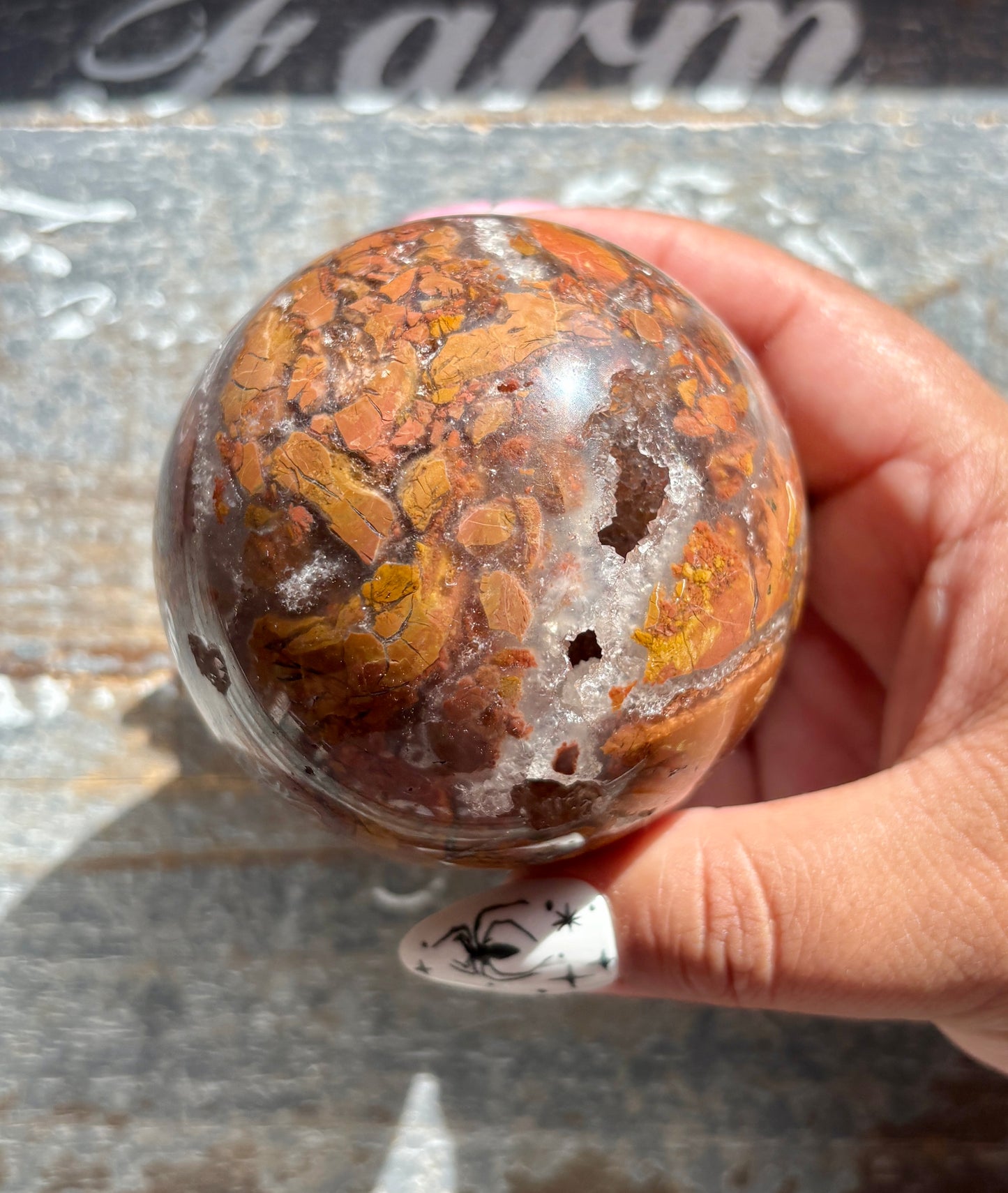 Gorgeous Brecciated Jasper in Agate Sphere from Indonesia