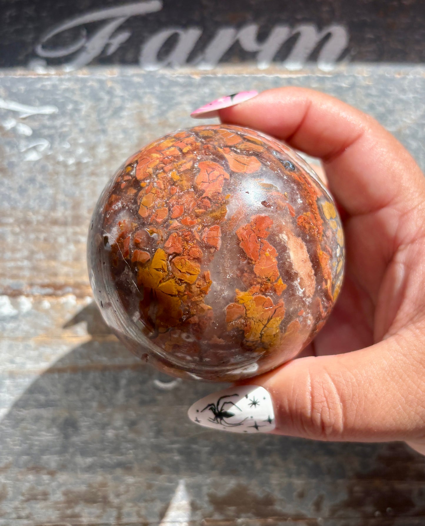 Gorgeous Brecciated Jasper in Agate Sphere from Indonesia