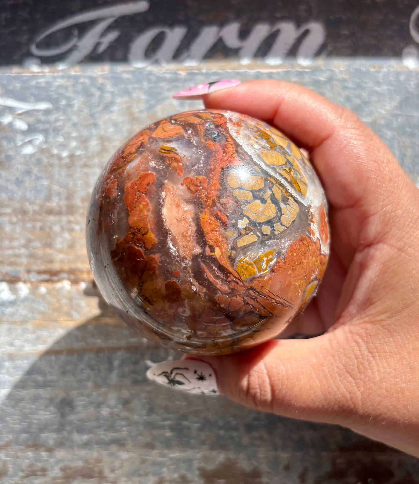 Gorgeous Brecciated Jasper in Agate Sphere from Indonesia