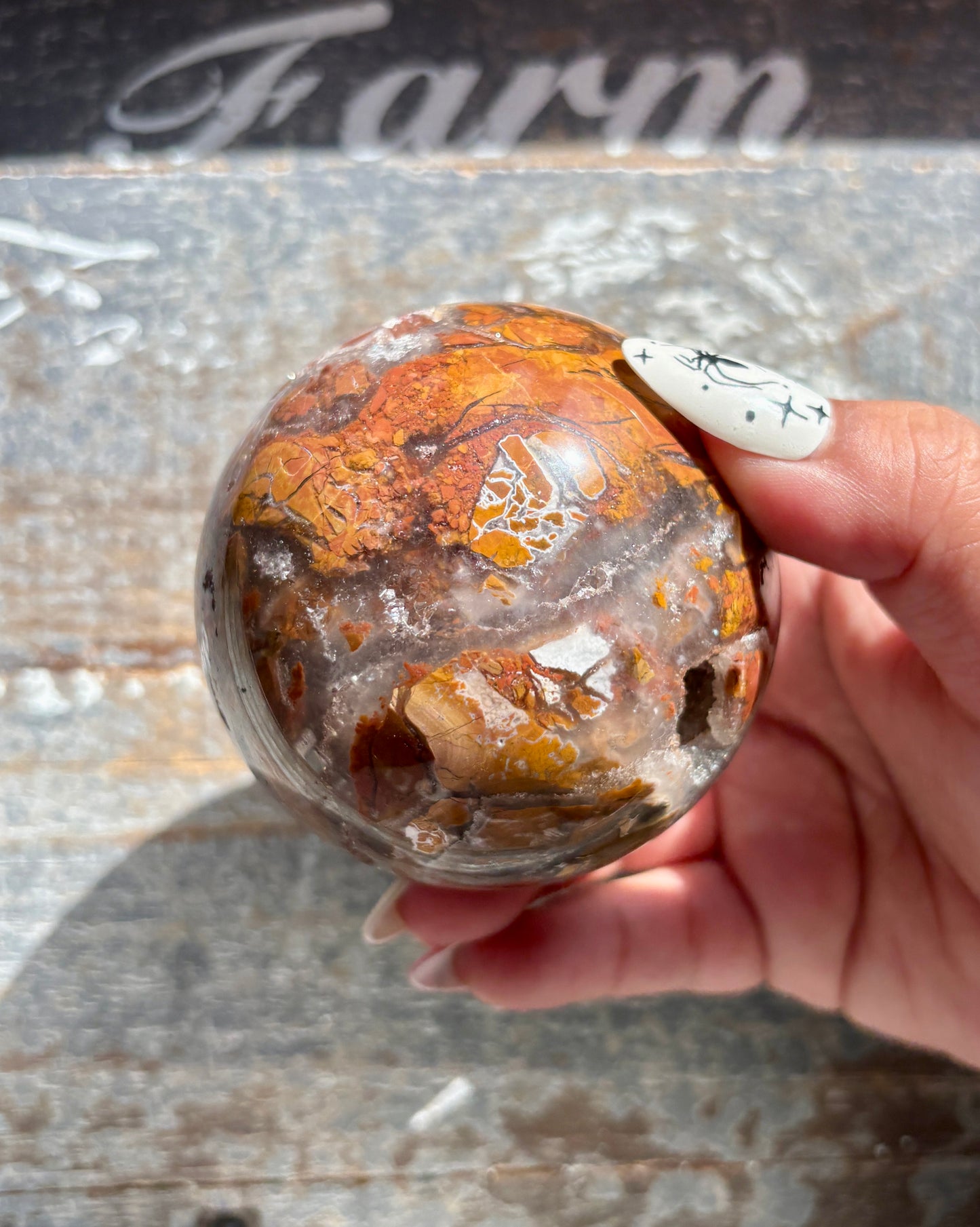 Gorgeous Brecciated Jasper in Agate Sphere from Indonesia