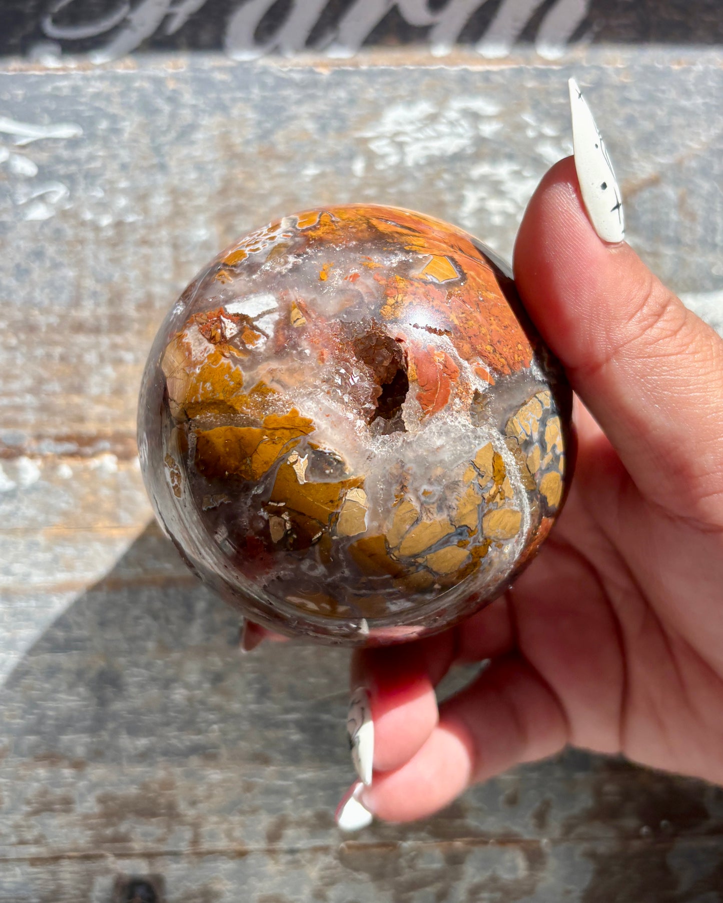 Gorgeous Brecciated Jasper in Agate Sphere from Indonesia