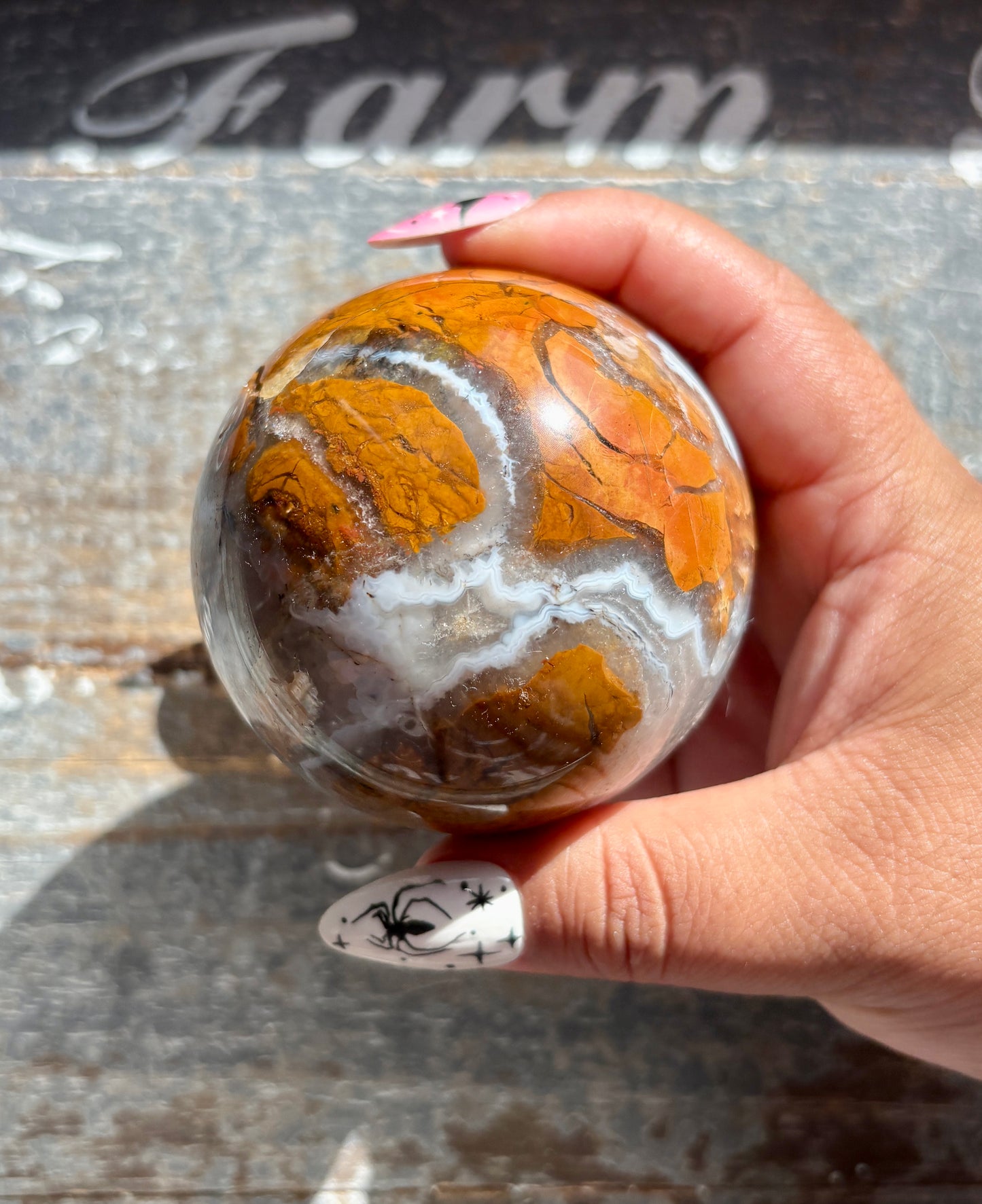 Gorgeous Brecciated Jasper in Agate Sphere from Indonesia