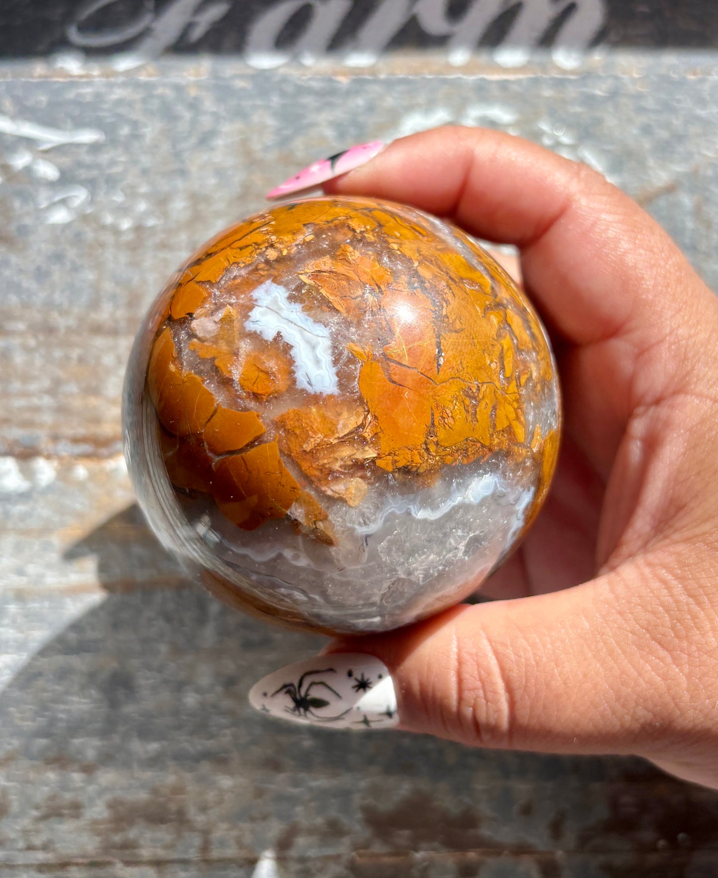 Gorgeous Brecciated Jasper in Agate Sphere from Indonesia