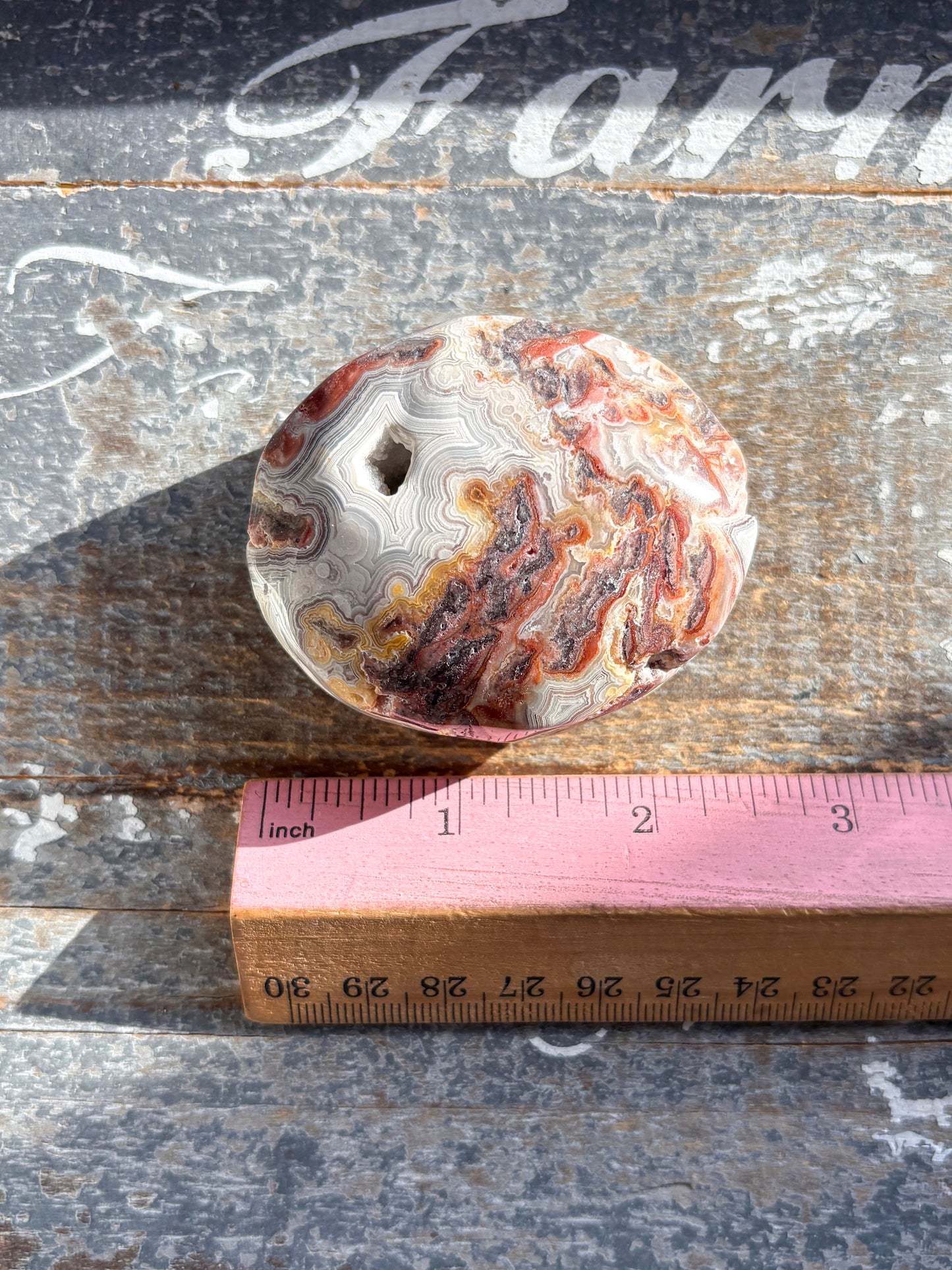 Gorgeous Crazy Lace Agate Palm Stone from Mexico