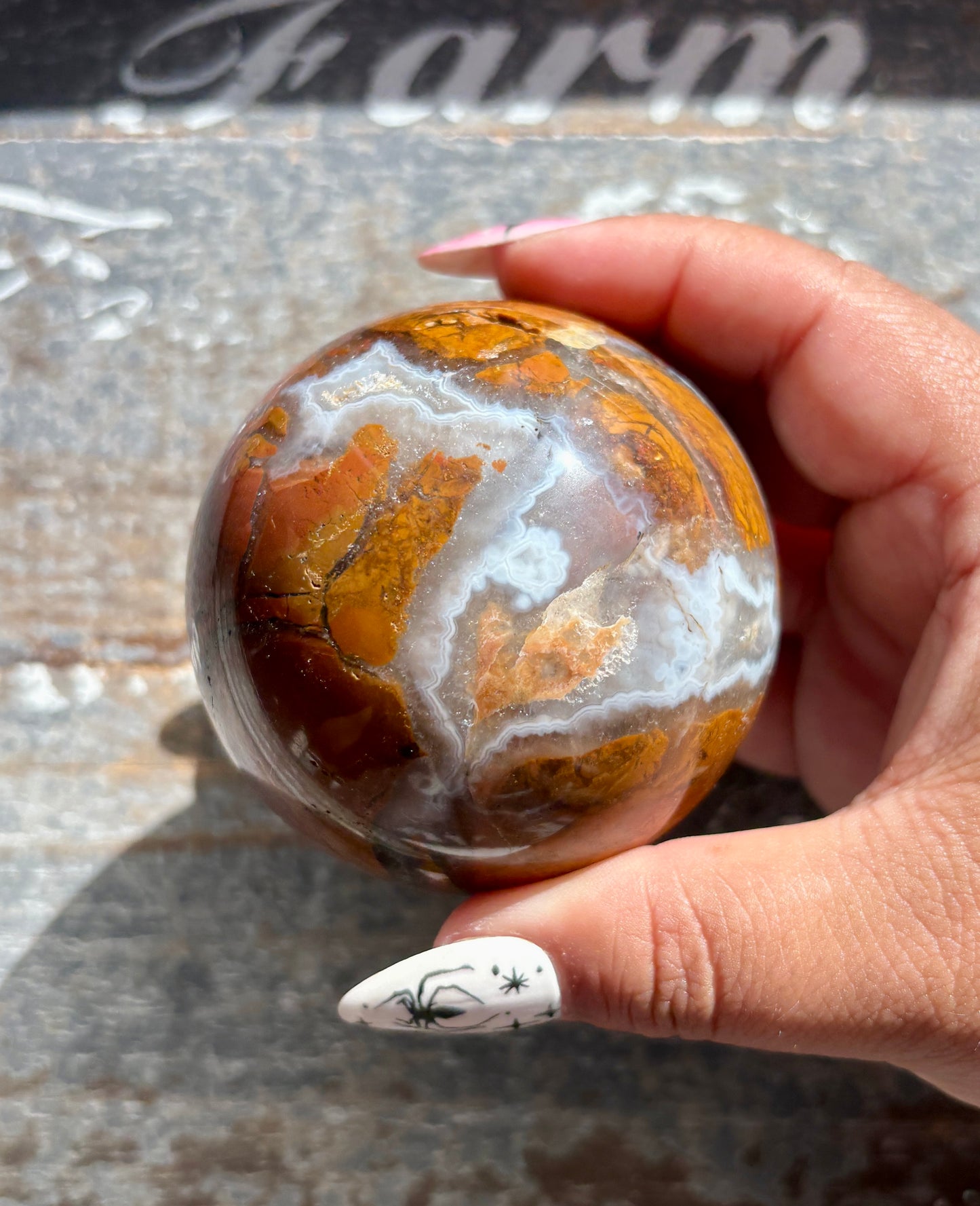 Gorgeous Brecciated Jasper in Agate Sphere from Indonesia