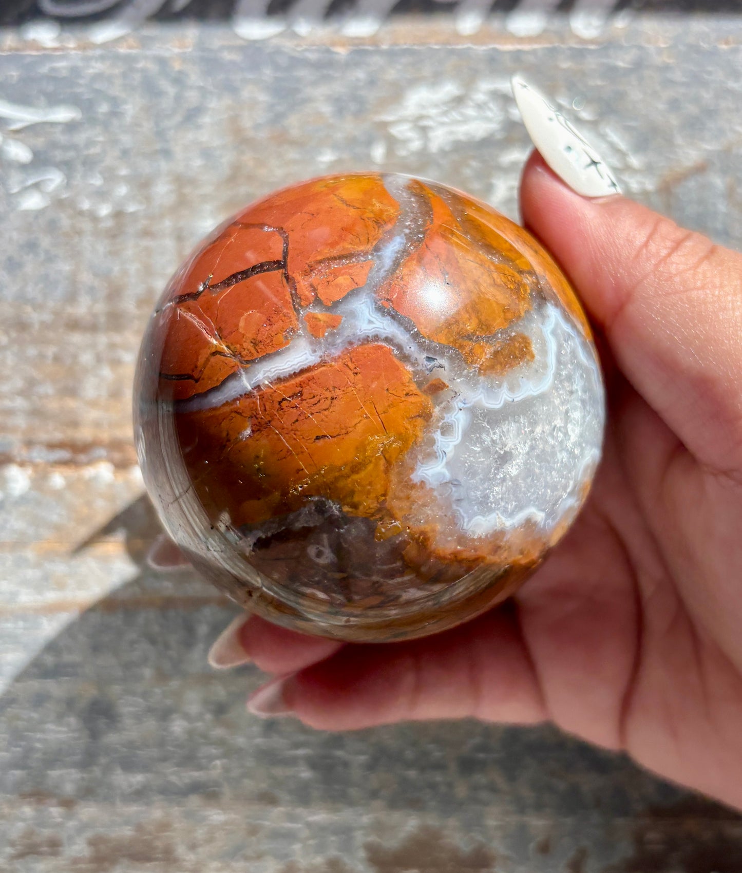 Gorgeous Brecciated Jasper in Agate Sphere from Indonesia