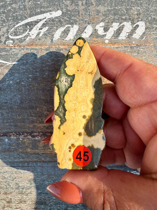 Gorgeous Ocean Jasper Hand Carved Skull w/ Feather | Opt 45