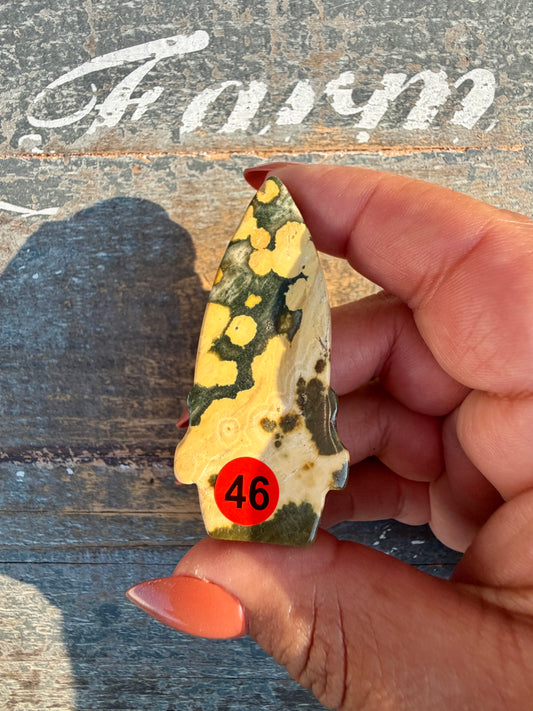 Gorgeous Ocean Jasper Hand Carved Skull w/ Feather | Opt 46