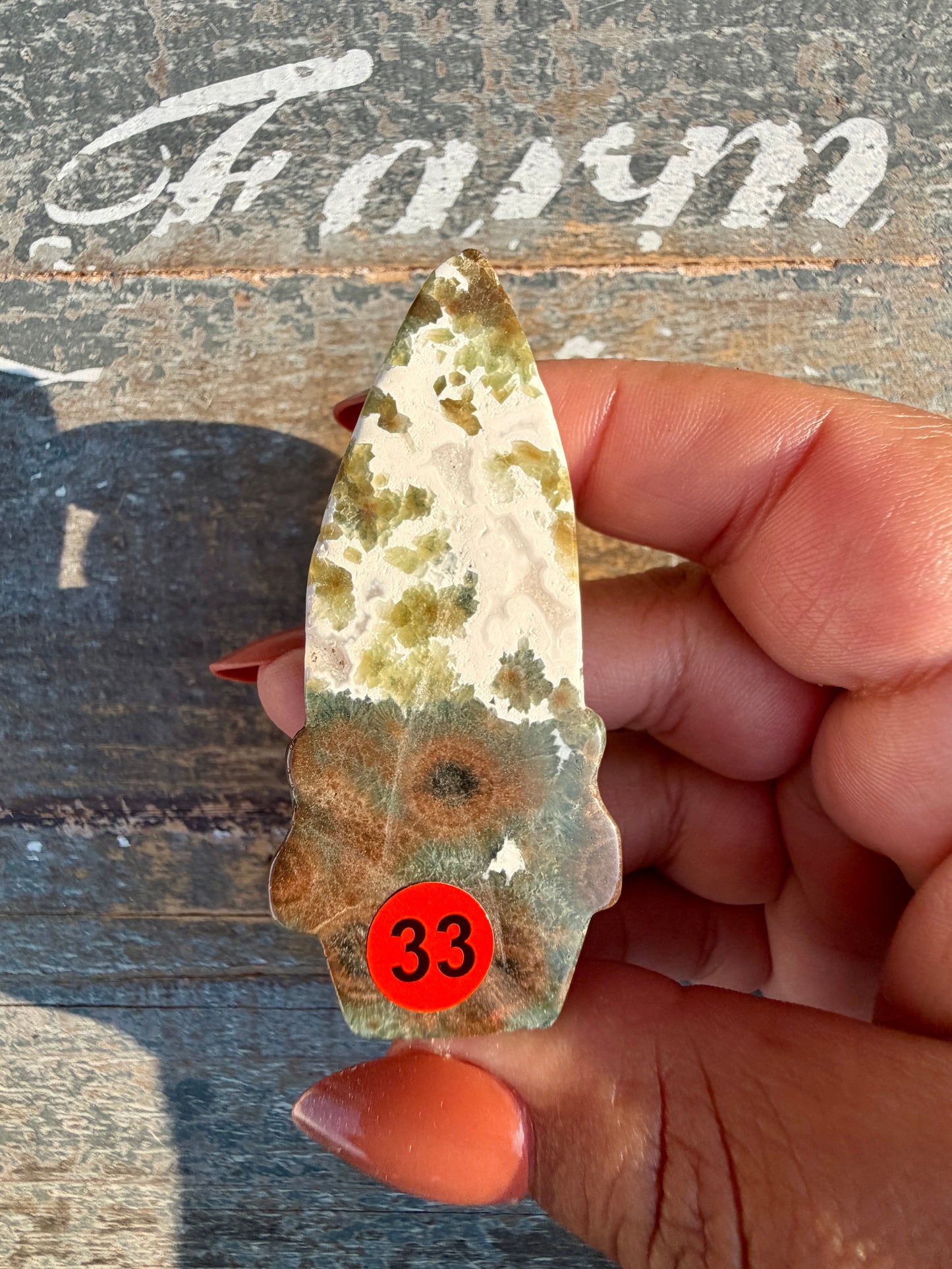 Gorgeous Ocean Jasper Hand Carved Skull w/ Feather | Opt 33
