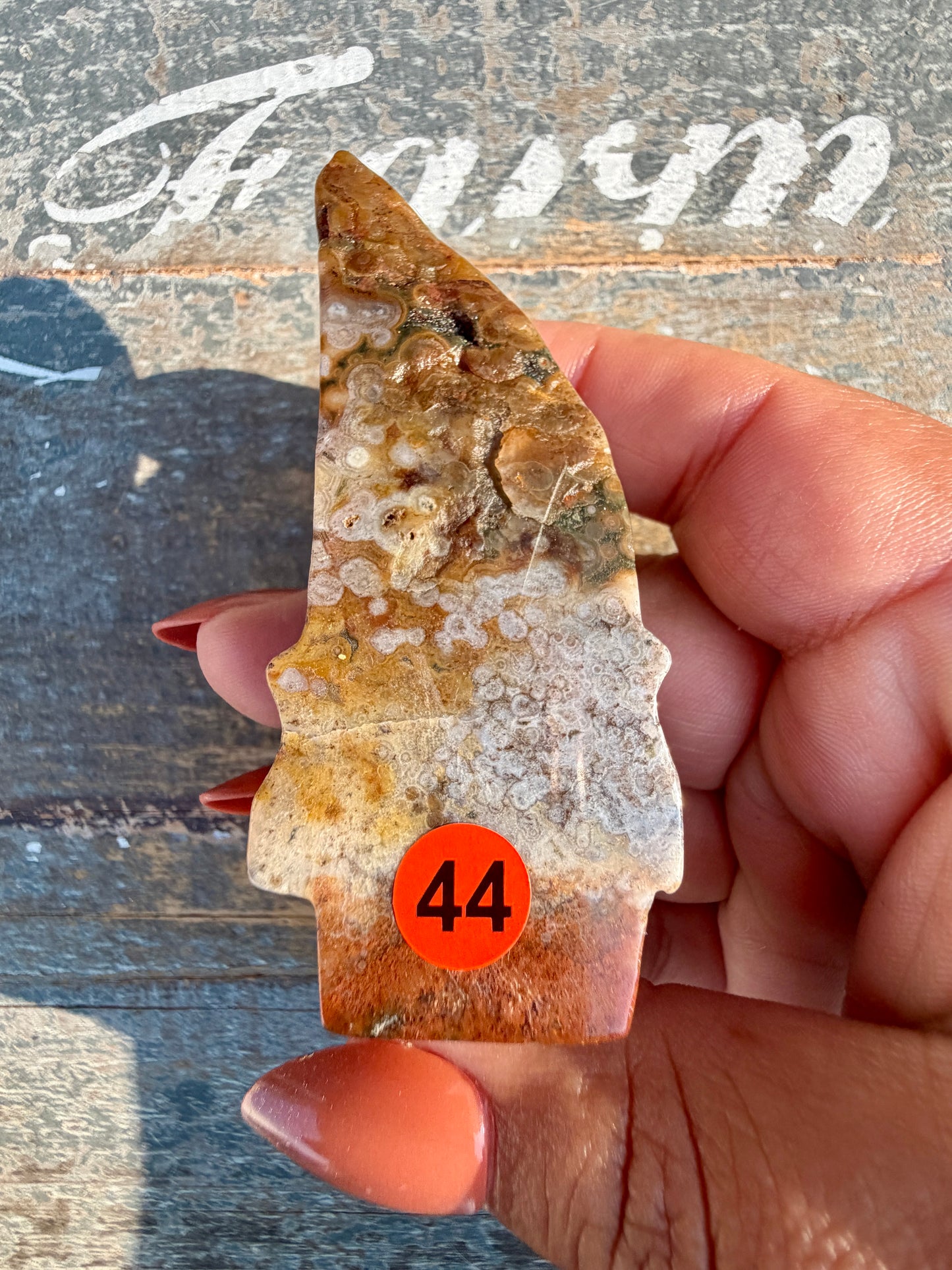 Gorgeous Ocean Jasper Hand Carved Skull w/ Feather | Opt 44