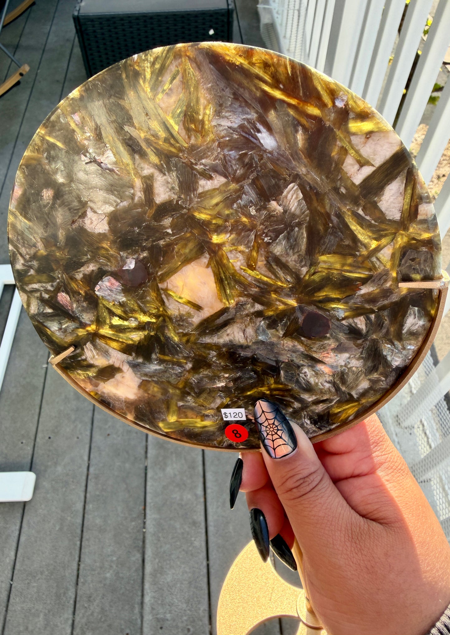 Gorgeous Green Tourmaline with Lepidolite Garnet Disk | Opt 8