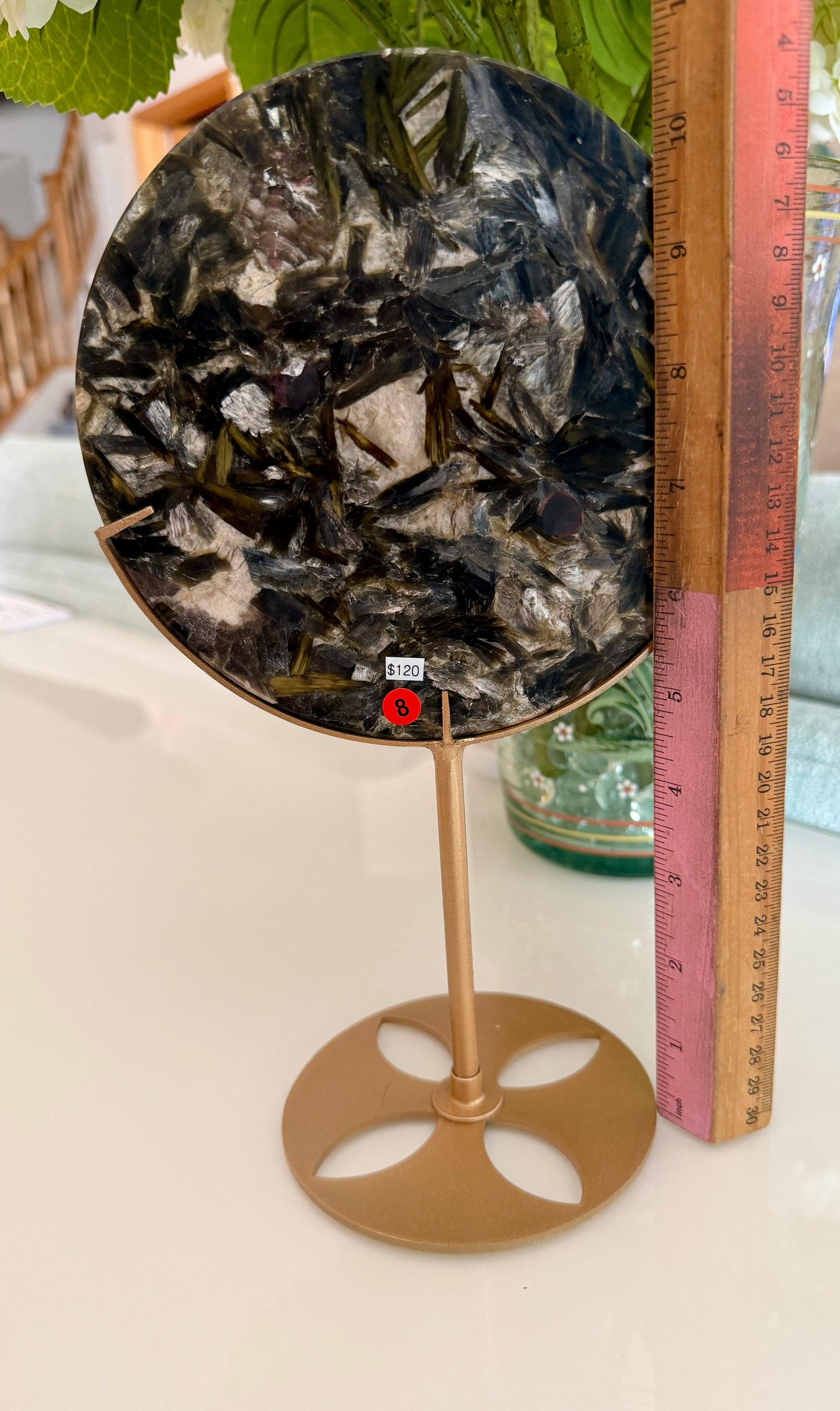 Gorgeous Green Tourmaline with Lepidolite Garnet Disk | Opt 8