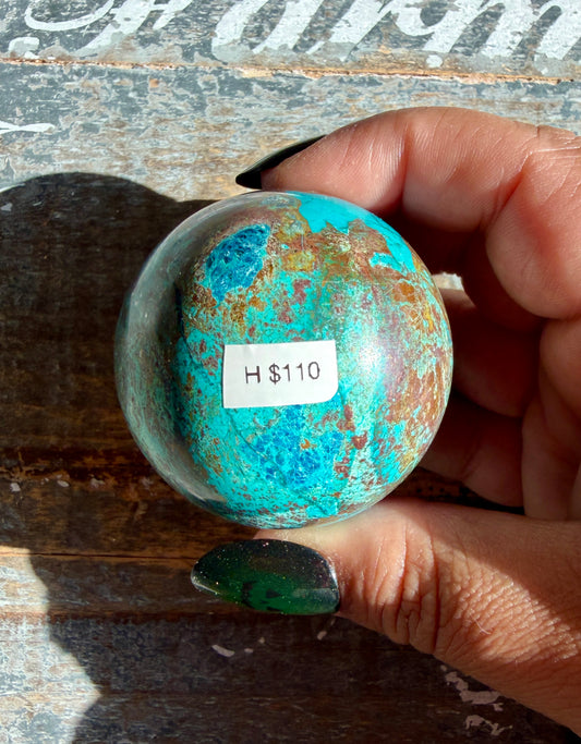 Gorgeous Chrysocolla with Azurite & Malachite Sphere from Peru | Opt H