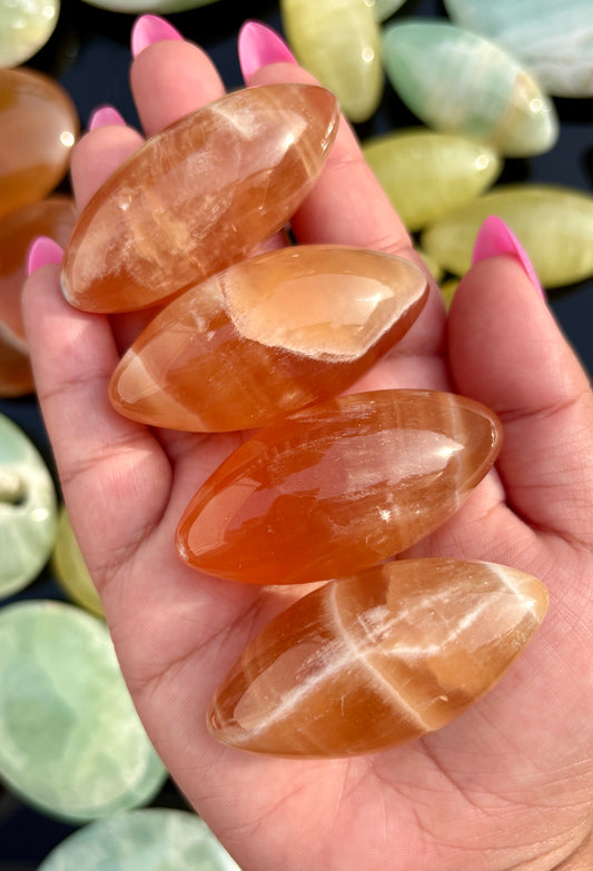 One (1) Dark Honey Calcite Lingam/Goddess Egg from Pakistan | Intuitively Chosen