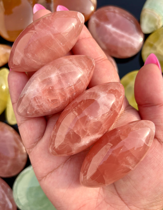 One (1) Rose Calcite Lingam/Goddess Egg from Pakistan | Intuitively Chosen