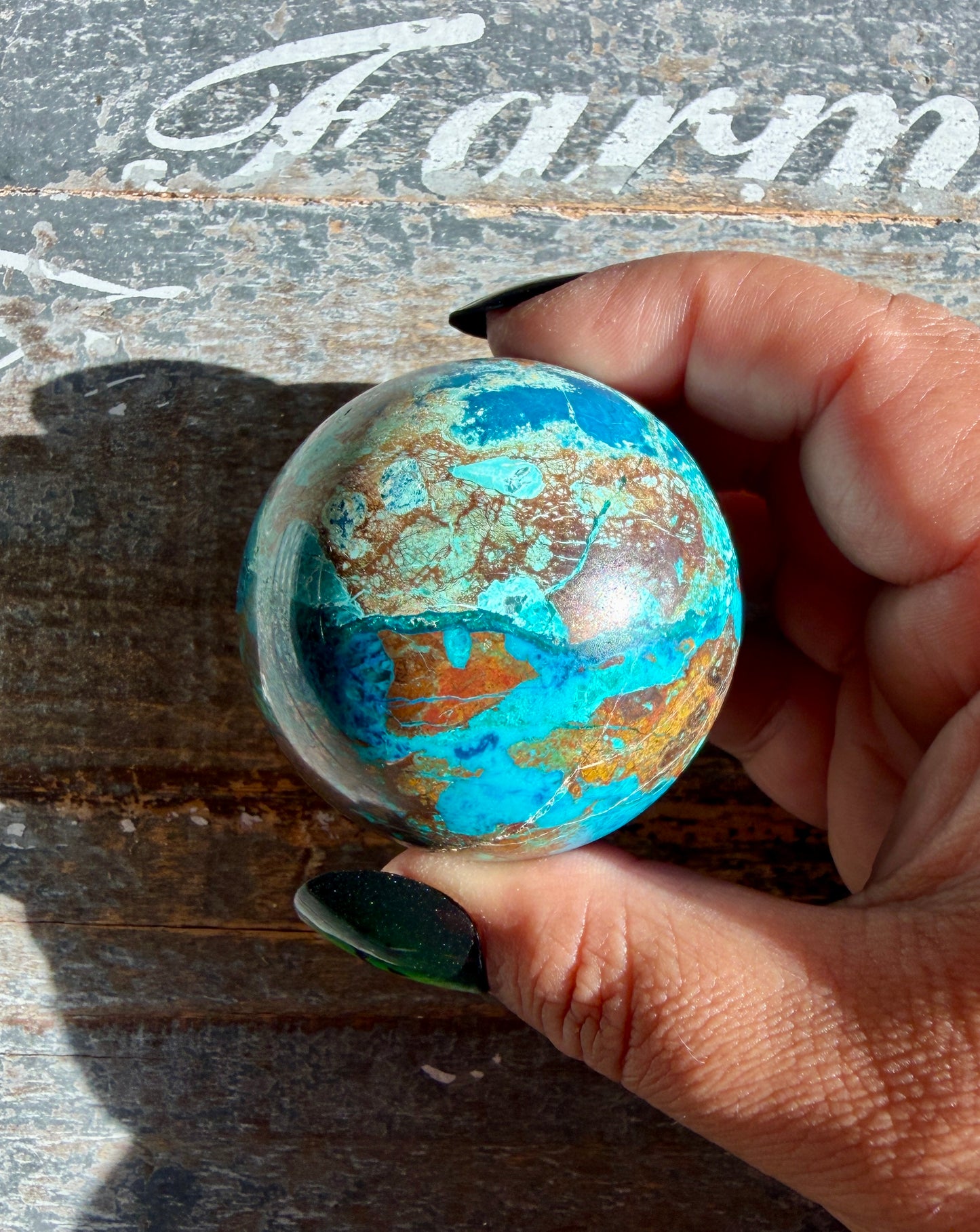 Gorgeous Chrysocolla with Azurite & Malachite Sphere from Peru | Opt F