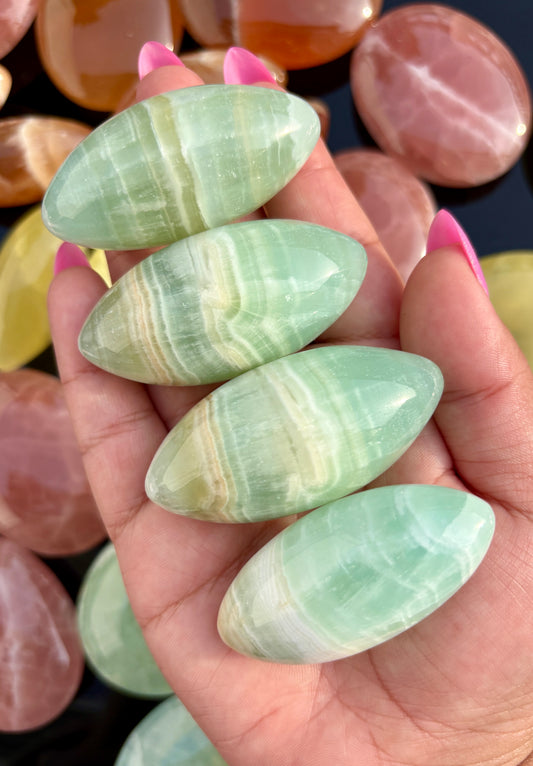 One (1) Pistachio Calcite Lingam/Goddess Egg from Pakistan | Intuitively Chosen