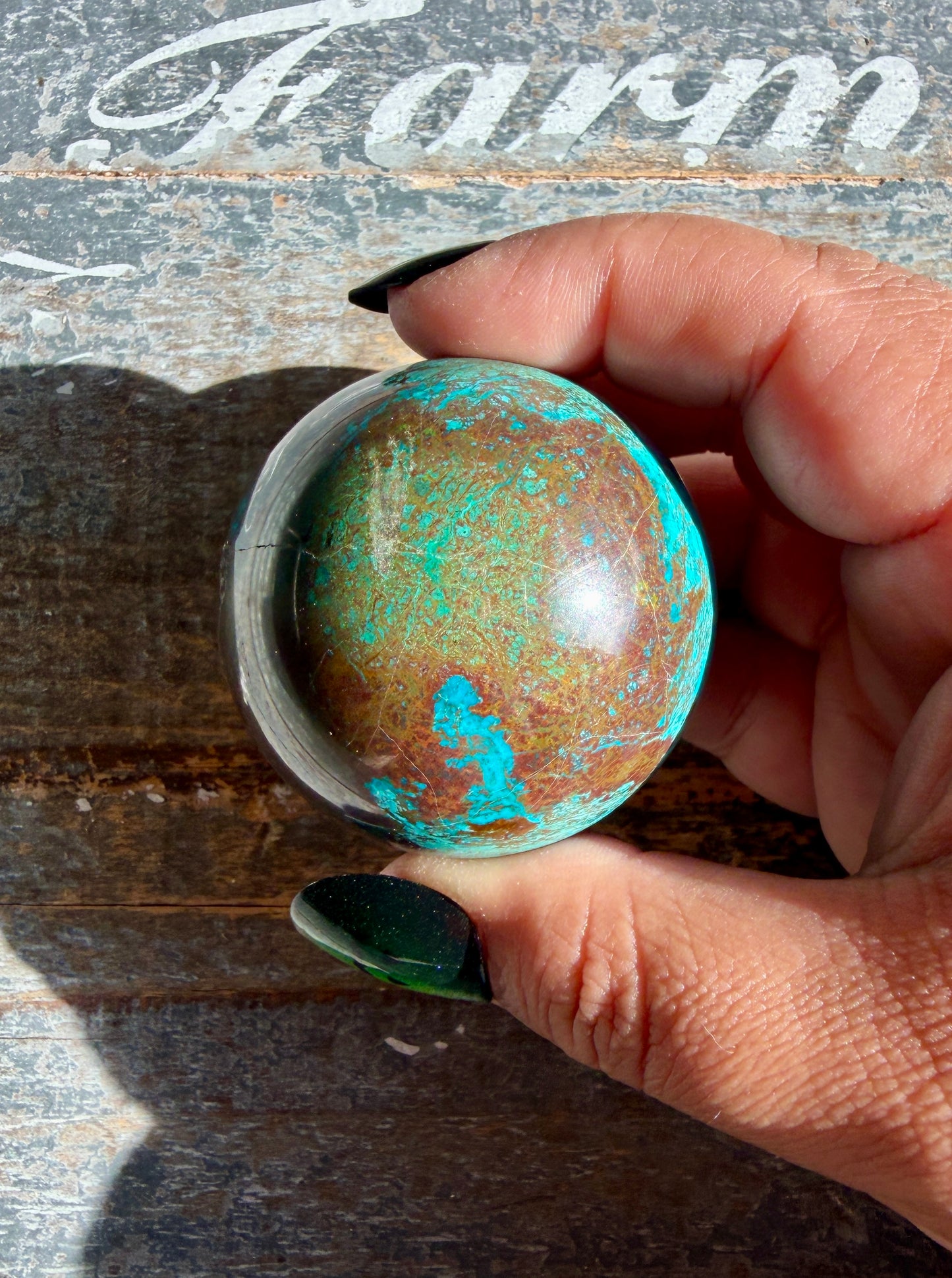 Gorgeous Chrysocolla with Azurite & Malachite Sphere from Peru | Opt I